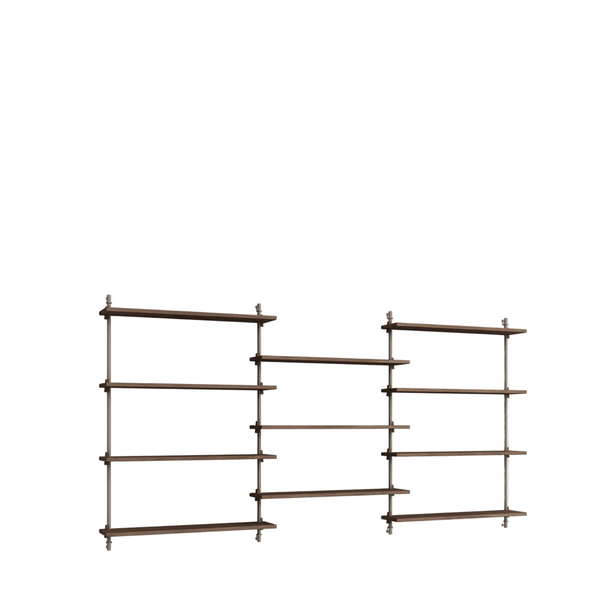 Moebe Wall Shelving Set Ws.115.3, Smoked Oak Shelves, Warm Grey Legs (fsc Mix Credit)