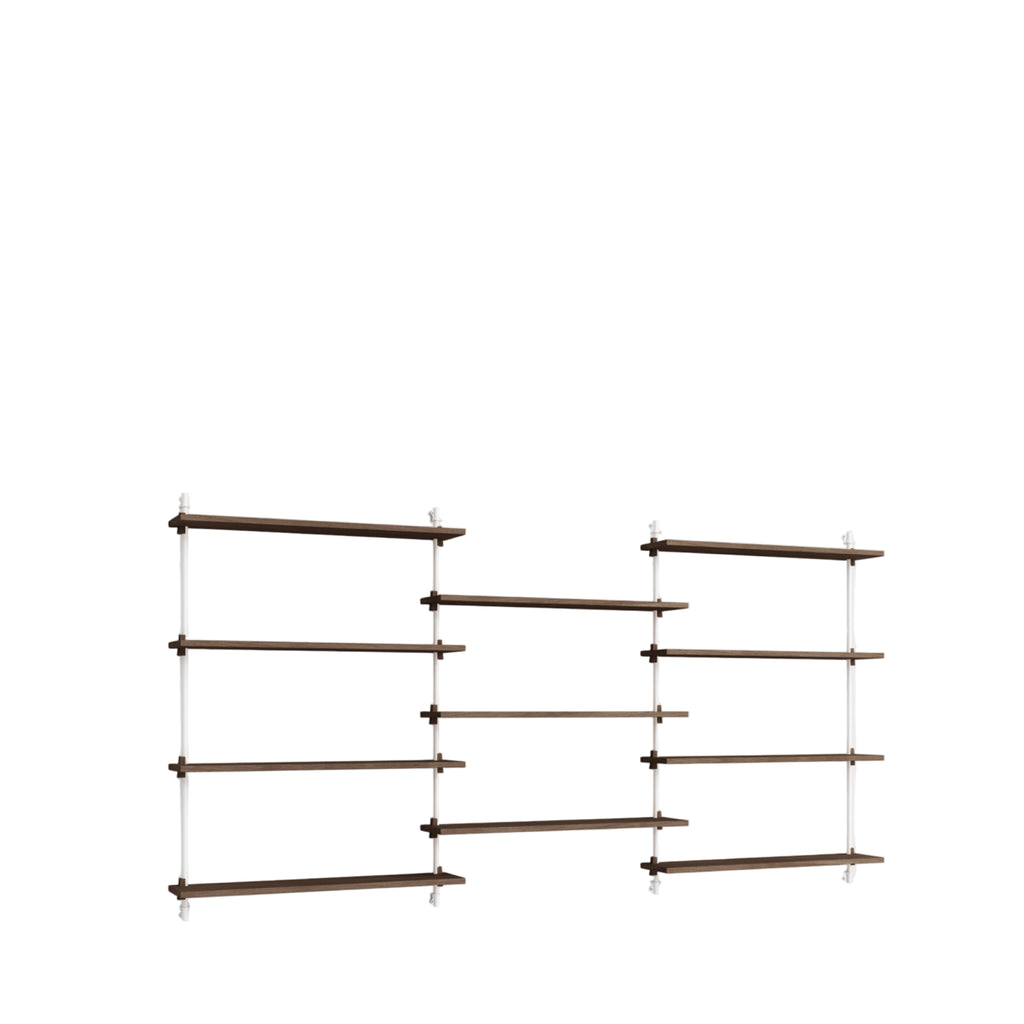 Moebe Wall Shelving Set Ws.115.3, Smoked Oak Shelves, White Legs (fsc Mix Credit)