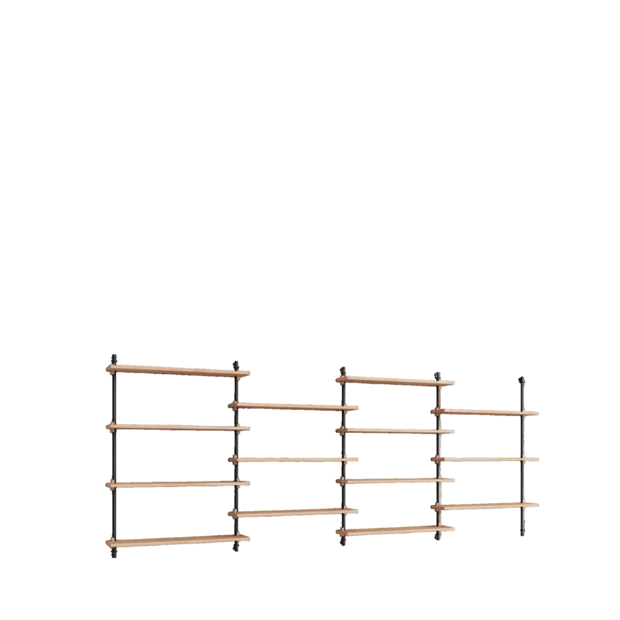 Moebe Wall Shelving Set Ws.115.4, Oak Shelves, Black Legs (fsc Mix Credit)