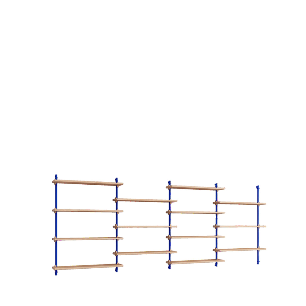Moebe Wall Shelving Set Ws.115.4, Oak Shelves, Deep Blue Legs (fsc Mix Credit)