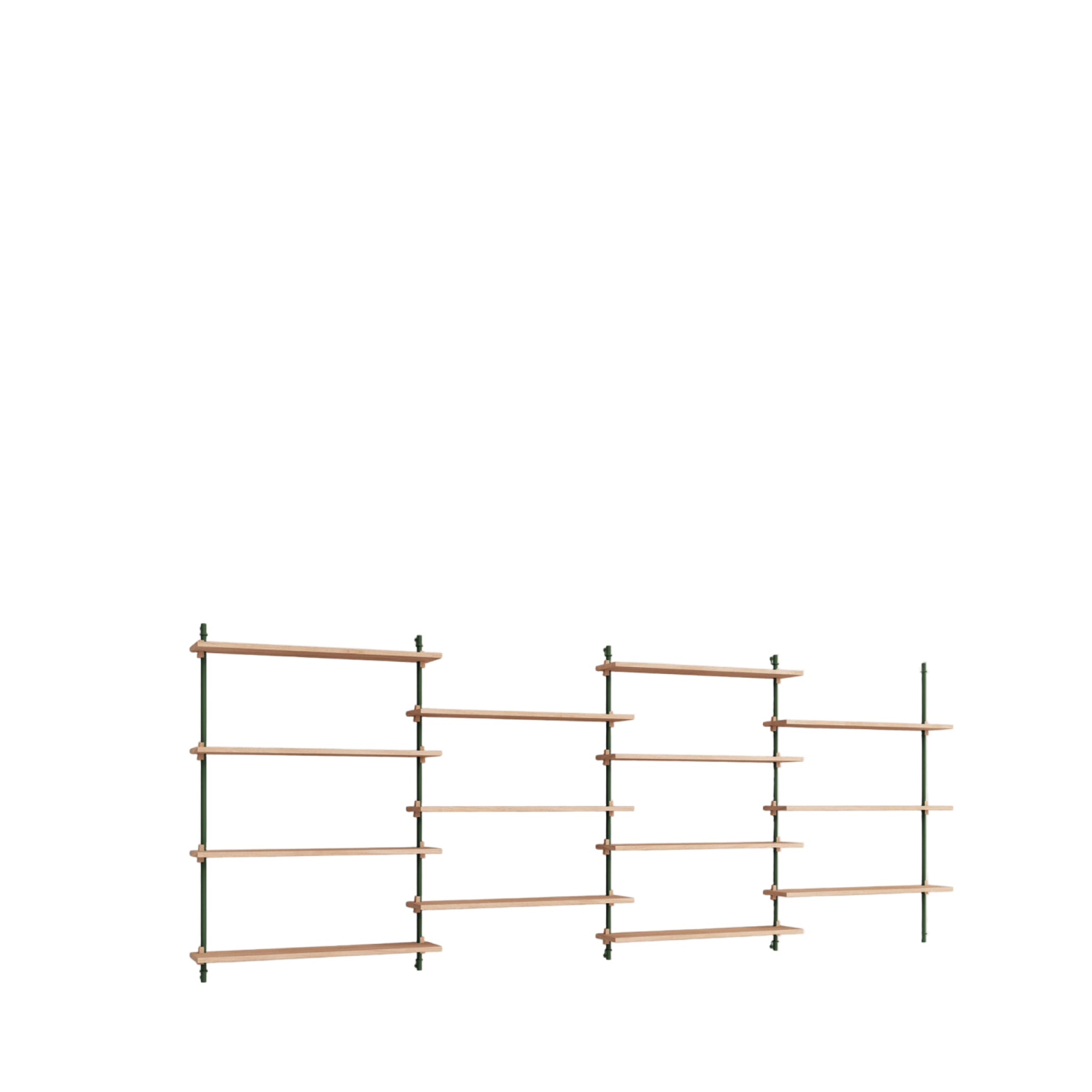 Moebe Wall Shelving Set Ws.115.4, Oak Shelves, Pine Green Legs (fsc Mix Credit)