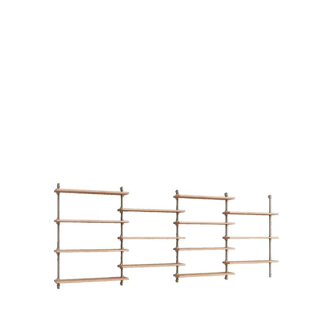 Moebe Wall Shelving Set Ws.115.4, Oak Shelves, Warm Grey Legs (fsc Mix Credit)