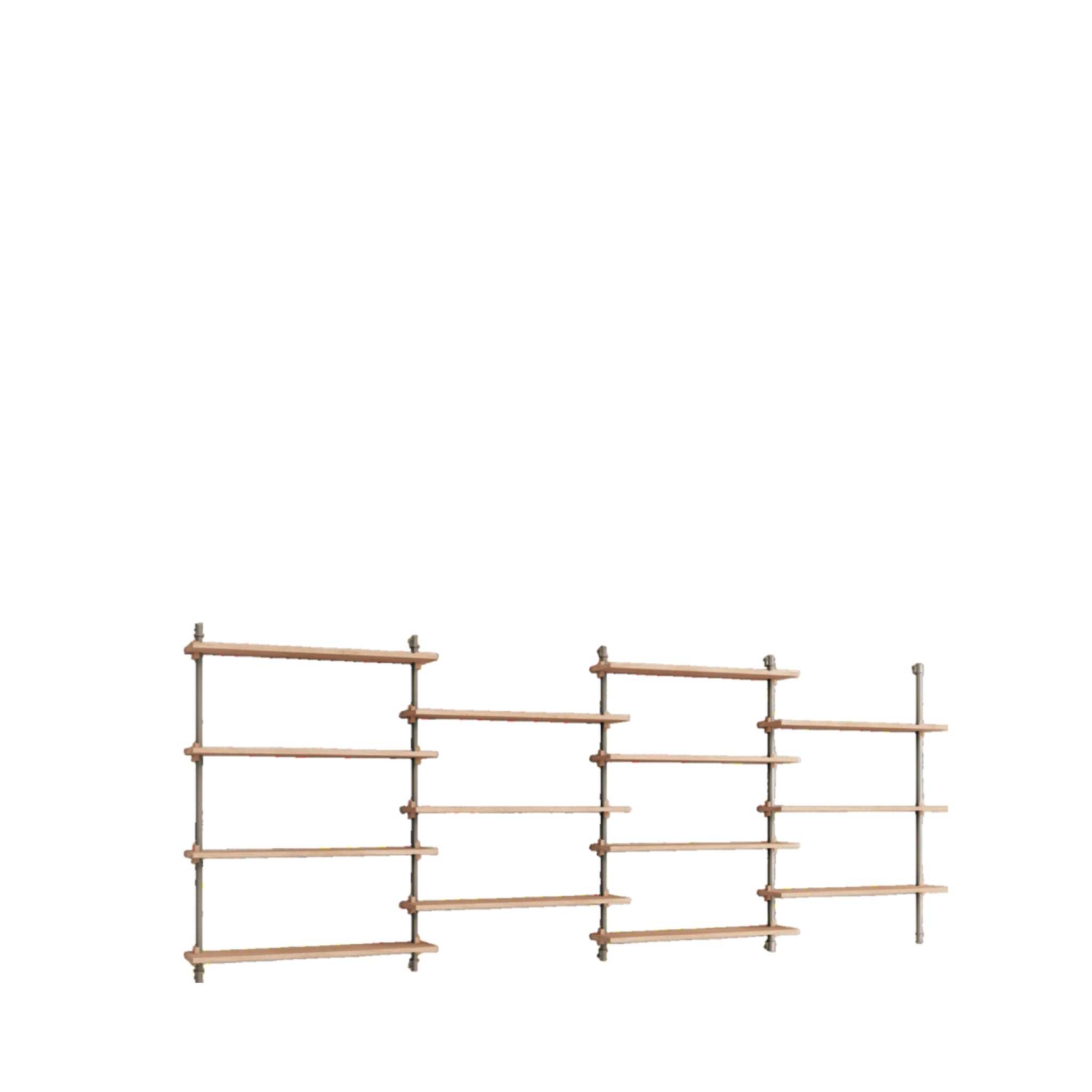 Moebe Wall Shelving Set Ws.115.4, Oak Shelves, Warm Grey Legs (fsc Mix Credit)