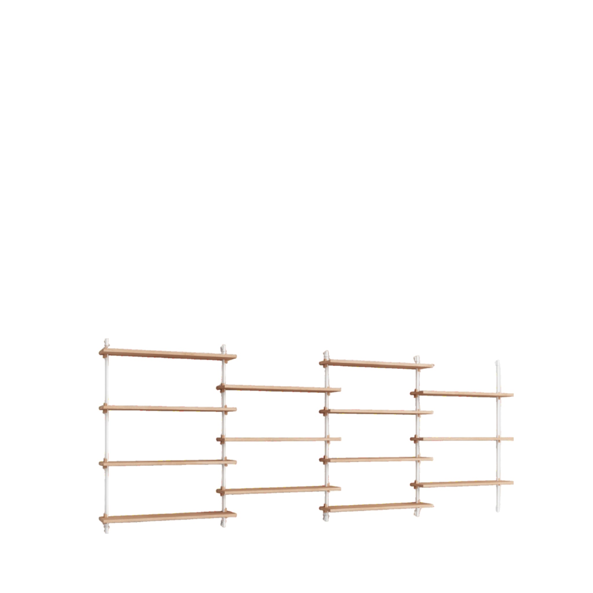 Moebe Wall Shelving Set Ws.115.4, Oak Shelves, White Legs (fsc Mix Credit)