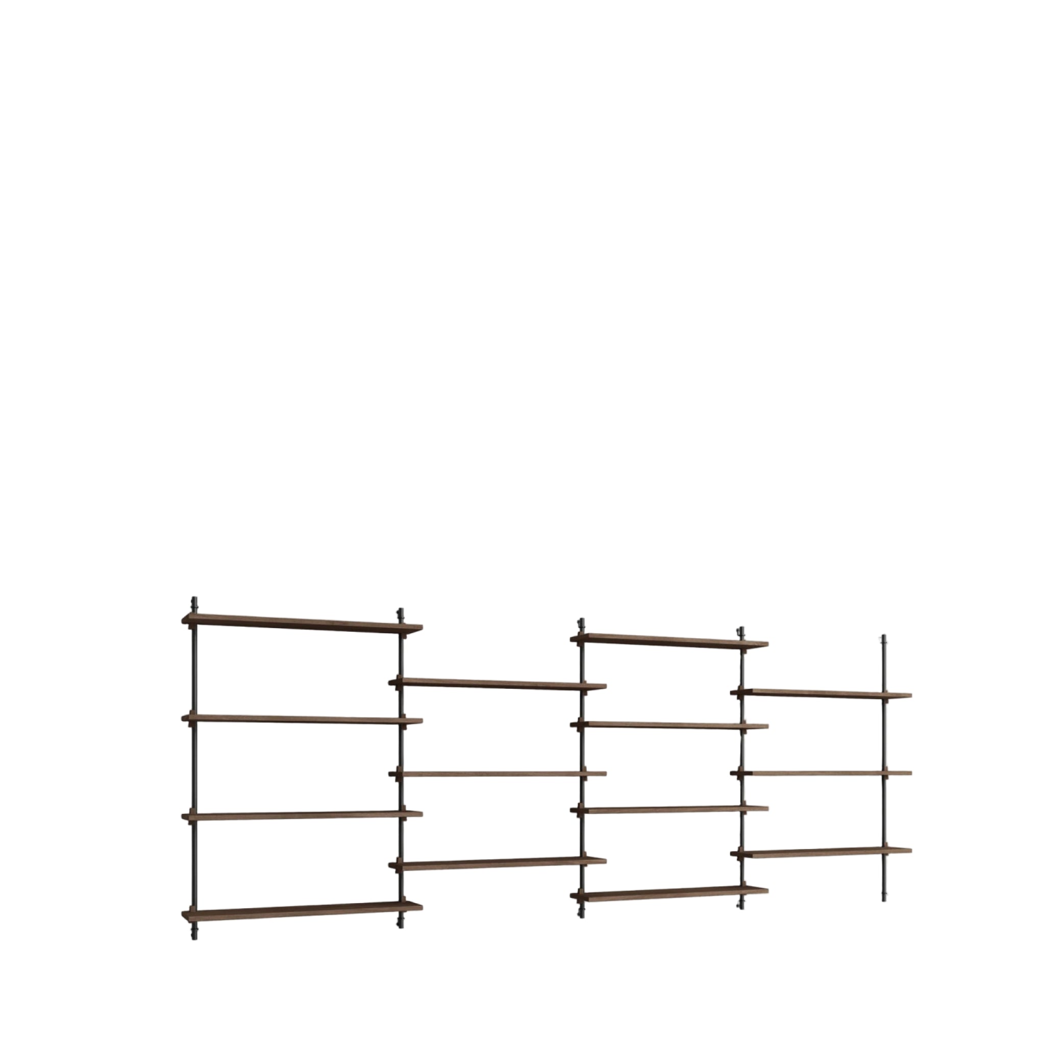 Moebe Wall Shelving Set Ws.115.4, Smoked Oak Shelves, Black Legs (fsc Mix Credit)