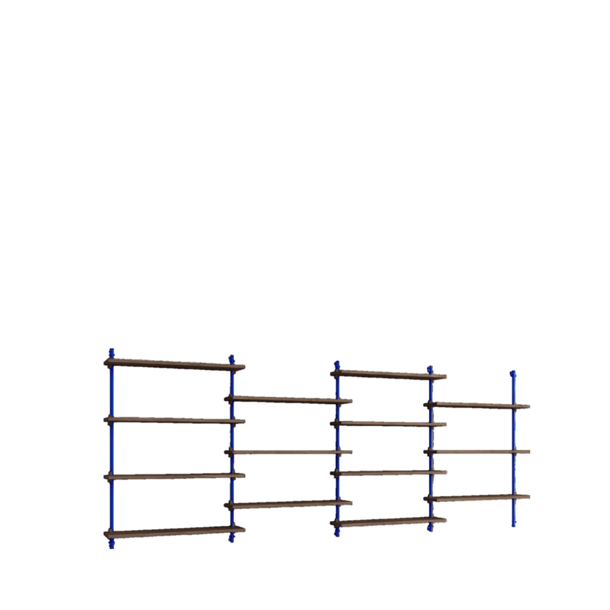 Moebe Wall Shelving Set Ws.115.4, Smoked Oak Shelves, Deep Blue Legs (fsc Mix Credit)