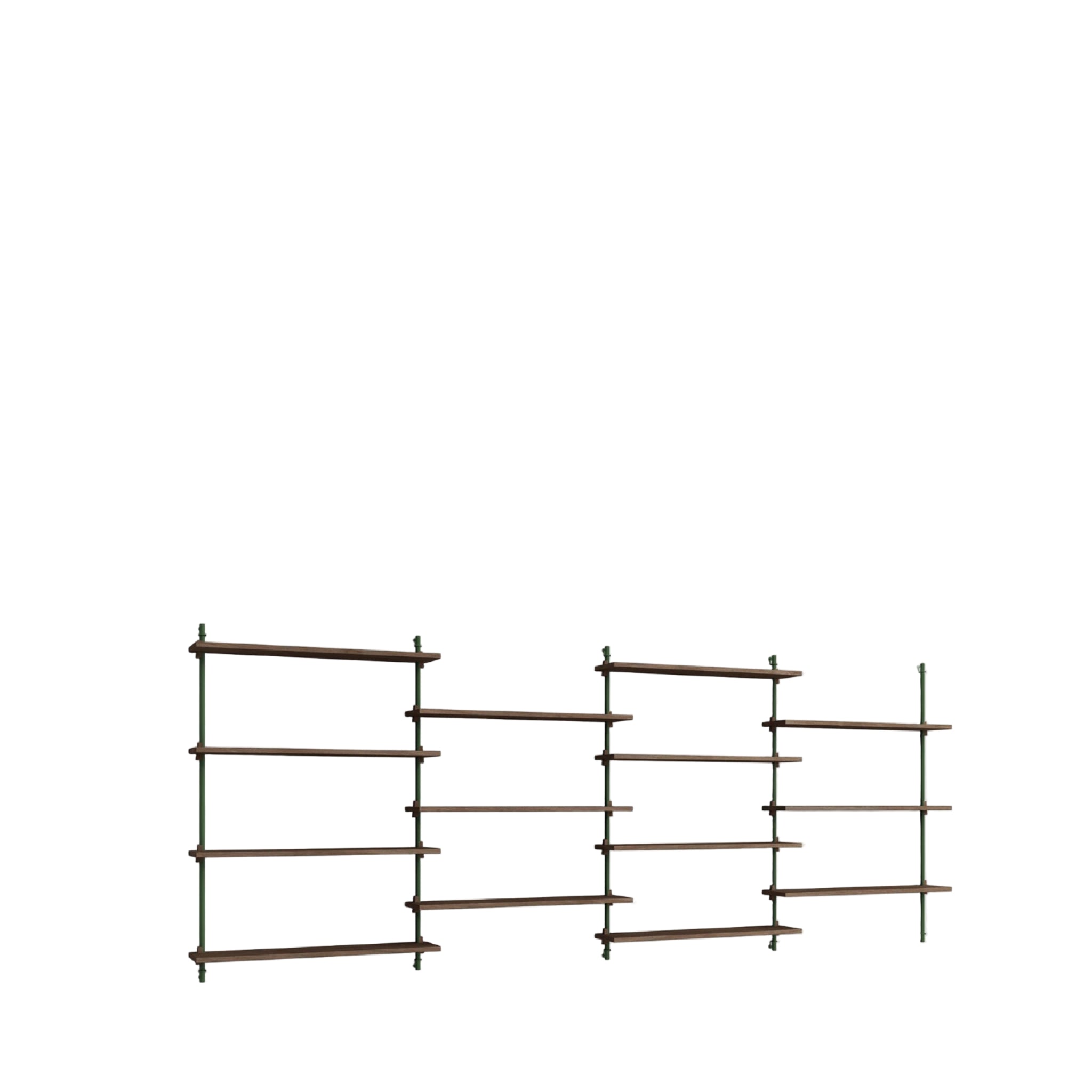 Moebe Wall Shelving Set Ws.115.4, Smoked Oak Shelves, Pine Green Legs (fsc Mix Credit)