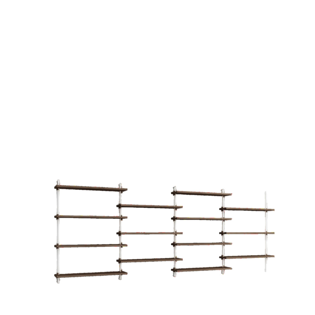 Moebe Wall Shelving Set Ws.115.4, Smoked Oak Shelves, White Legs (fsc Mix Credit)
