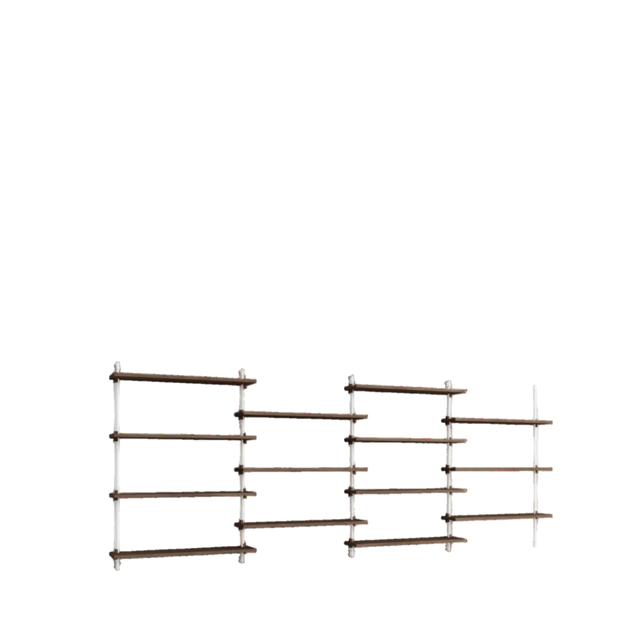 Moebe Wall Shelving Set Ws.115.4, Smoked Oak Shelves, White Legs (fsc Mix Credit)