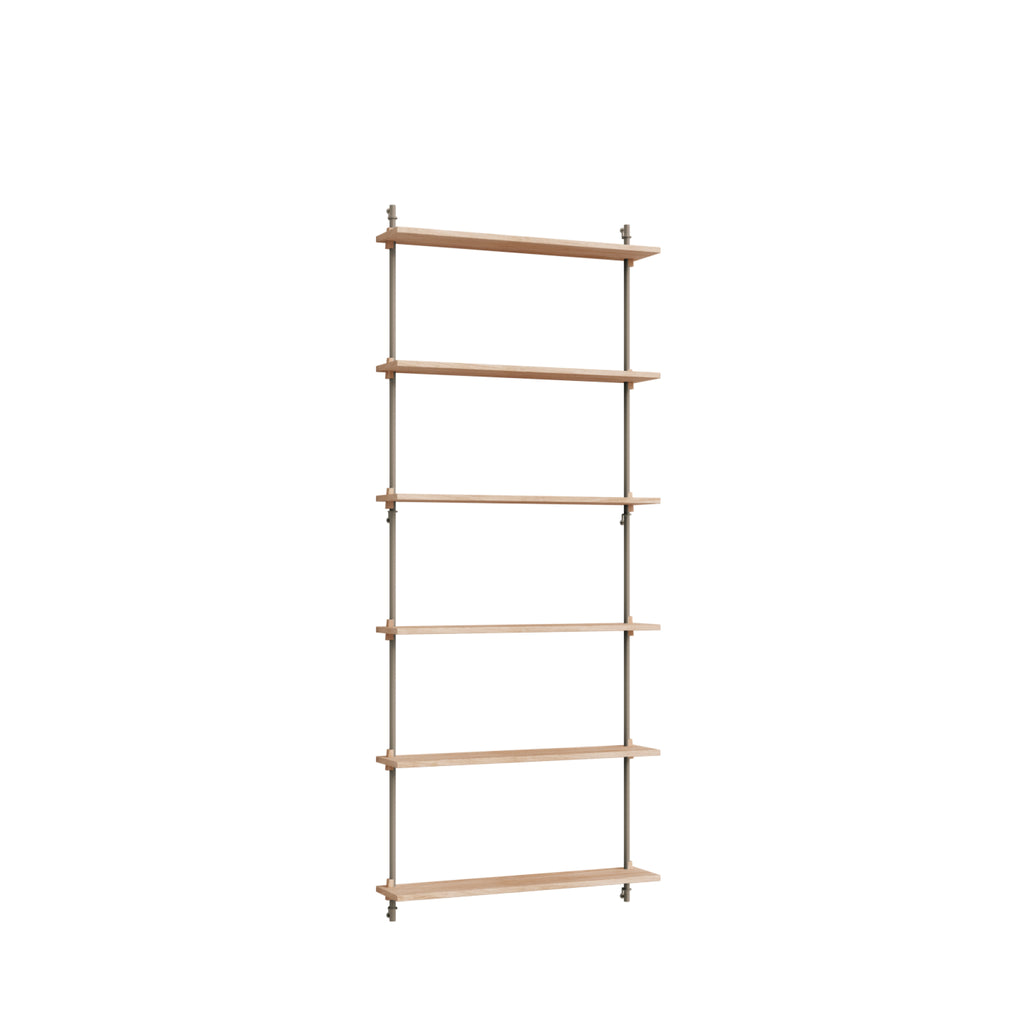 Moebe Wall Shelving Set Ws.200.1, Oak Shelves, Warm Grey Legs (fsc Mix Credit)