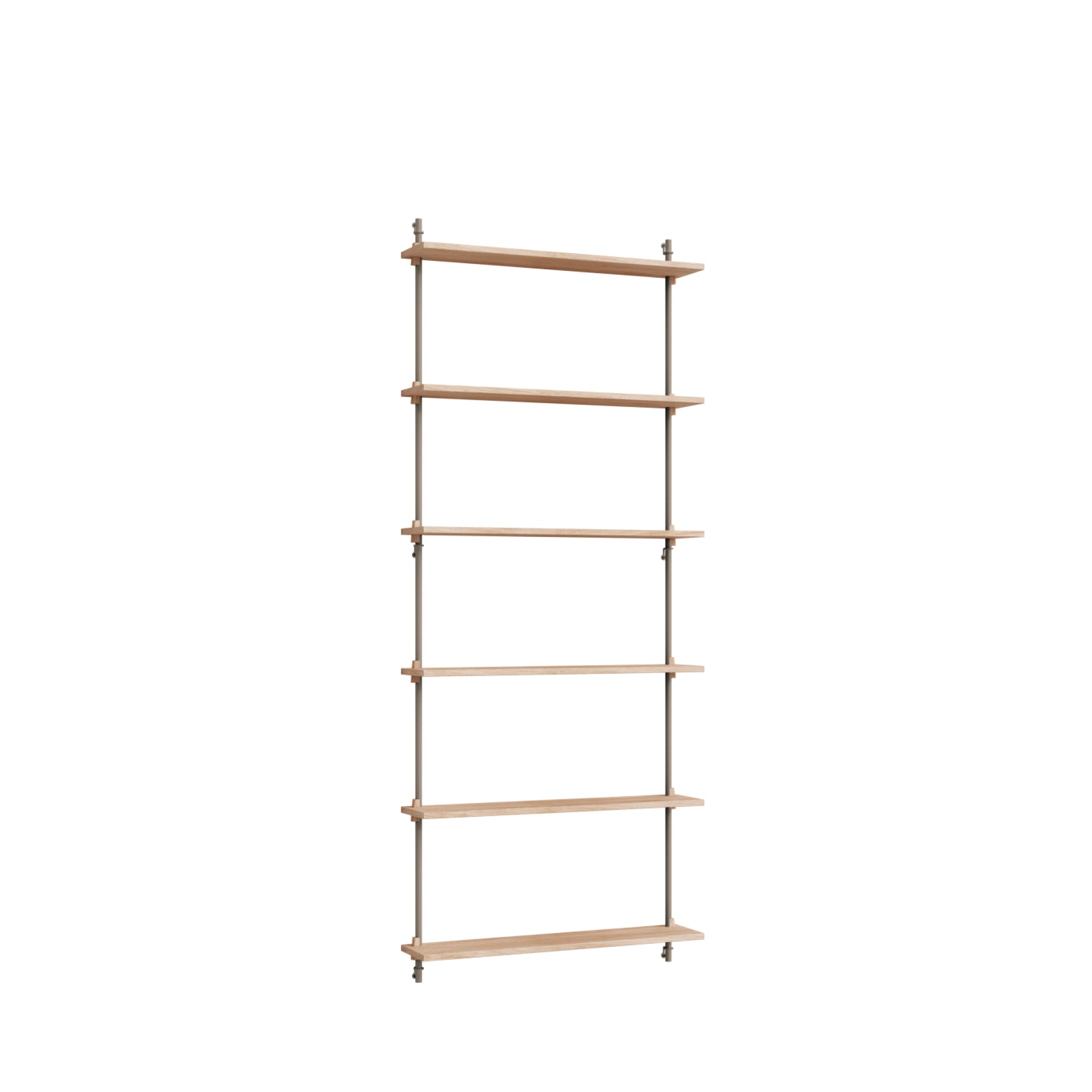 Moebe Wall Shelving Set Ws.200.1, Oak Shelves, Warm Grey Legs (fsc Mix Credit)