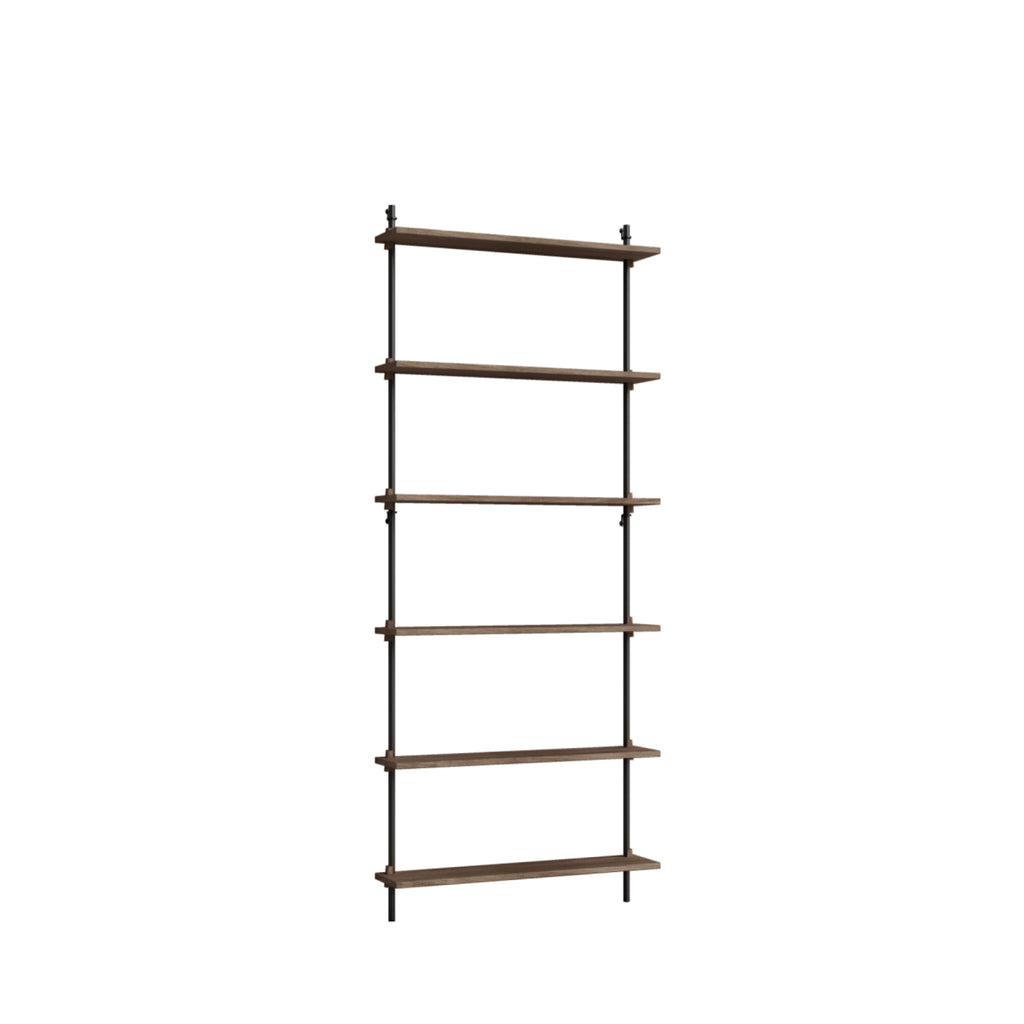Moebe Wall Shelving Set Ws.200.1, Smoked Oak Shelves, Black Legs (fsc Mix Credit)