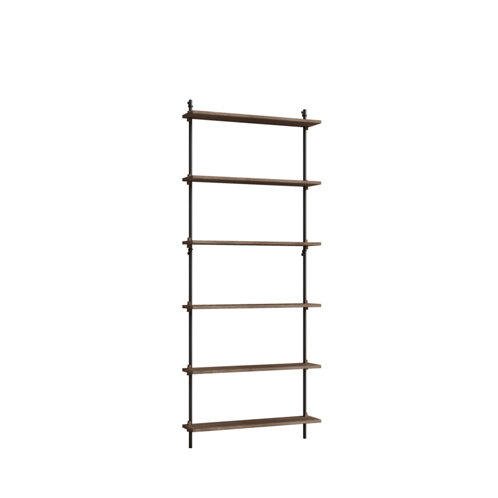Moebe Wall Shelving Set Ws.200.1, Smoked Oak Shelves, Black Legs (fsc Mix Credit)