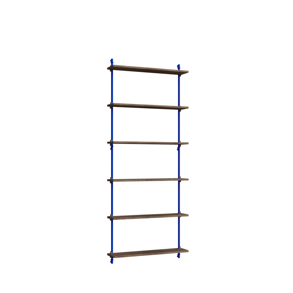 Moebe Wall Shelving Set Ws.200.1, Smoked Oak Shelves, Deep Blue Legs (fsc Mix Credit)