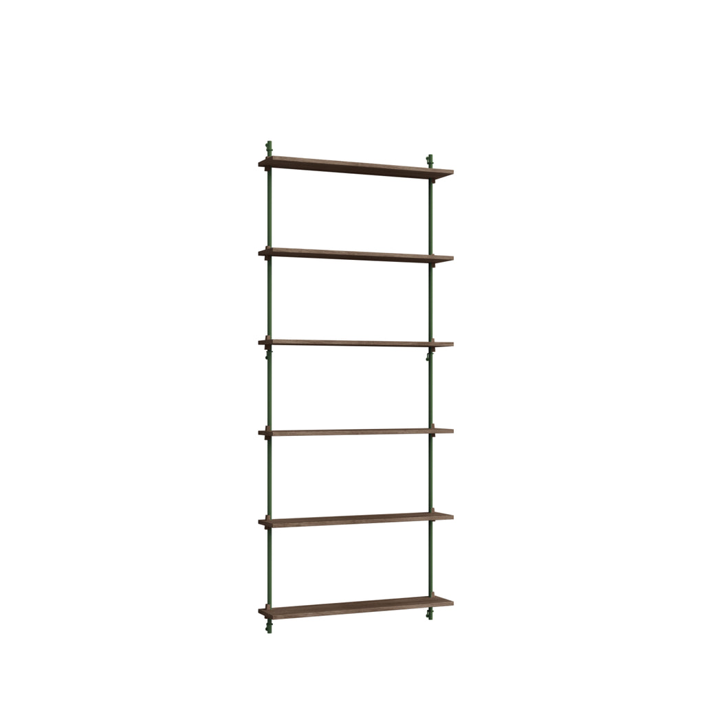Moebe Wall Shelving Set Ws.200.1, Smoked Oak Shelves, Pine Green Legs (fsc Mix Credit)