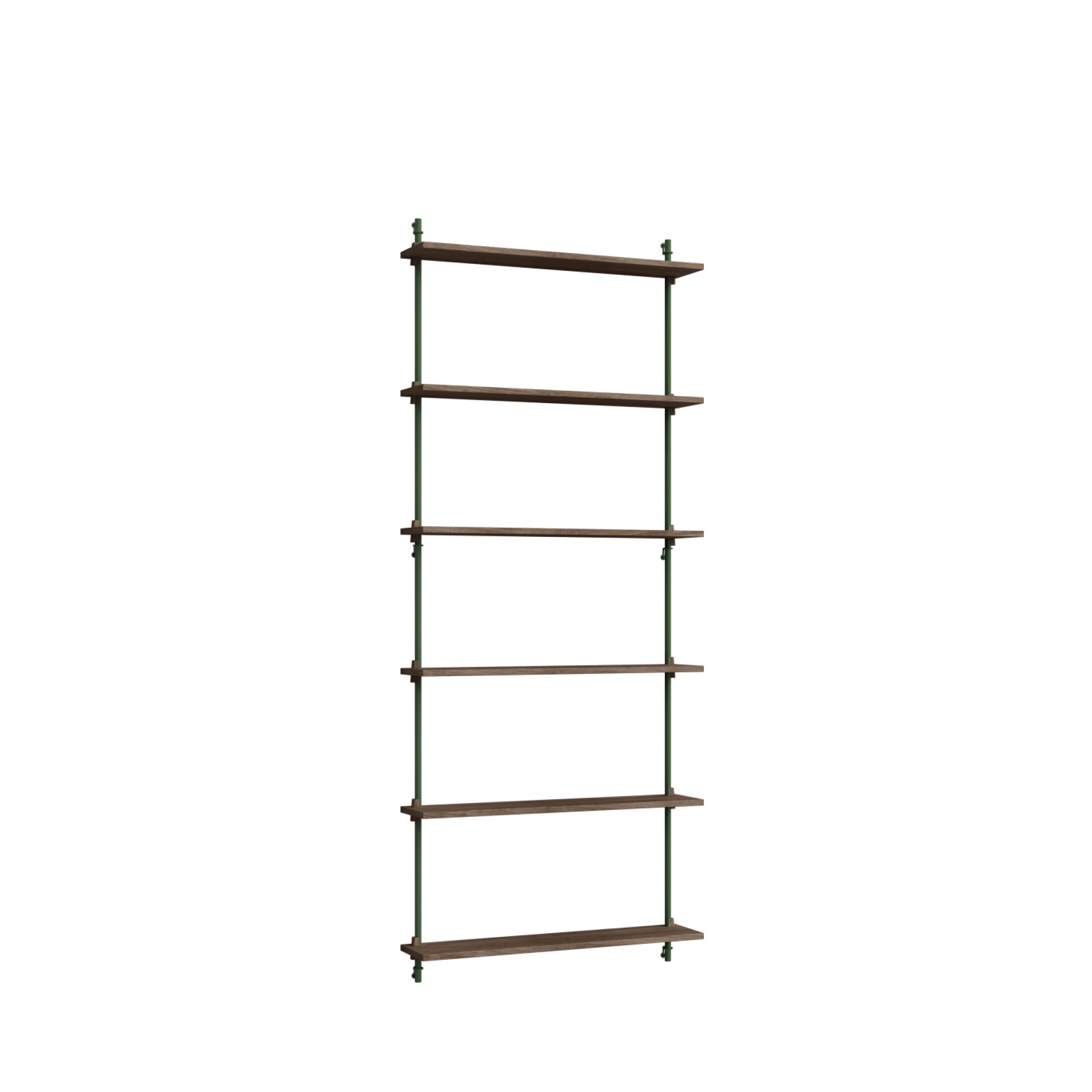 Moebe Wall Shelving Set Ws.200.1, Smoked Oak Shelves, Pine Green Legs (fsc Mix Credit)