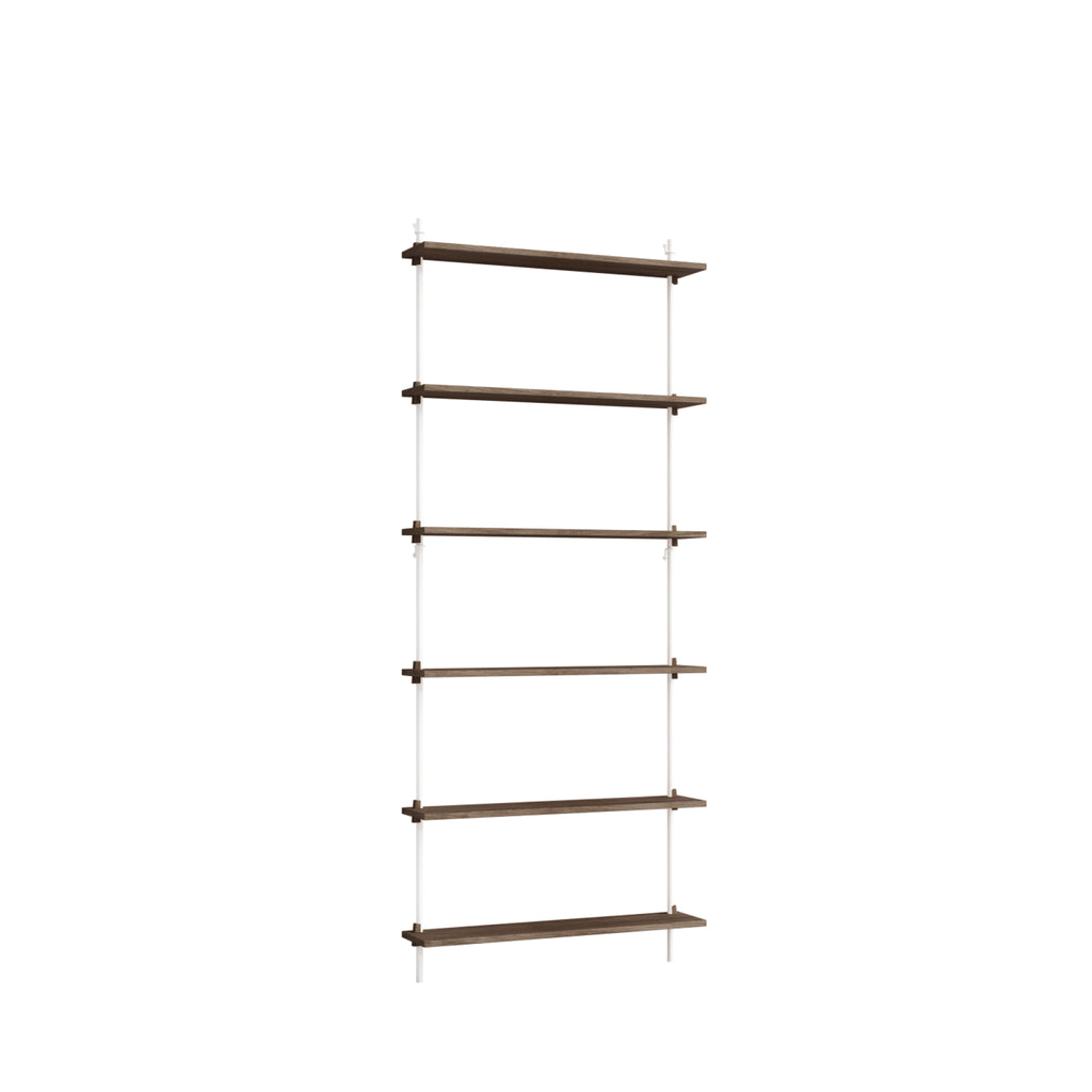 Moebe Wall Shelving Set Ws.200.1, Smoked Oak Shelves, White Legs (fsc Mix Credit)