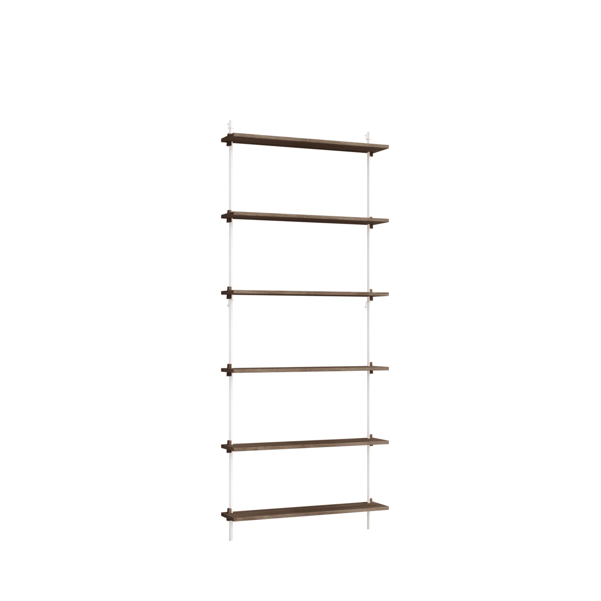 Moebe Wall Shelving Set Ws.200.1, Smoked Oak Shelves, White Legs (fsc Mix Credit)