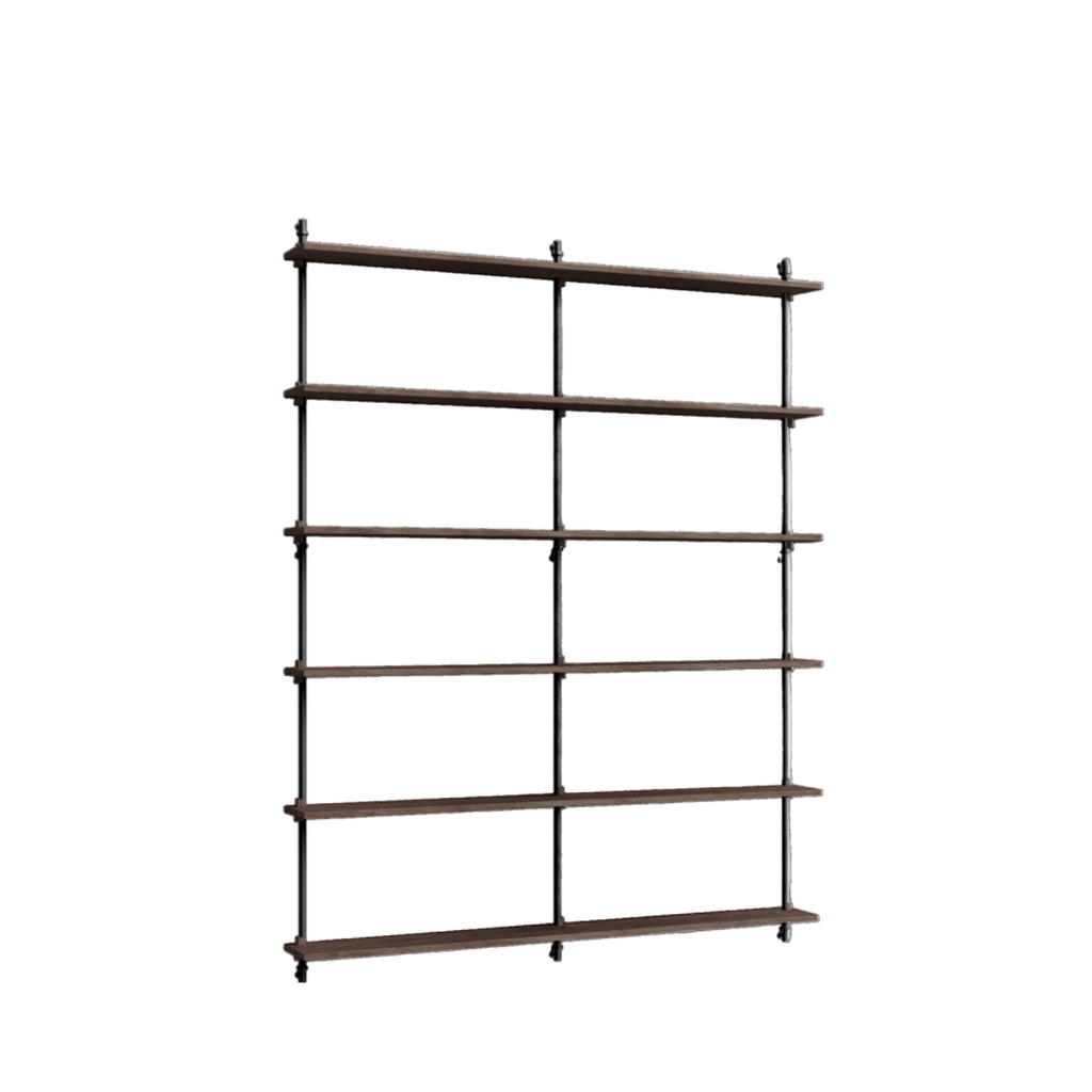 Moebe Wall Shelving Set Ws.200.2.b, Smoked Oak Shelves, Black Legs (fsc Mix Credit)