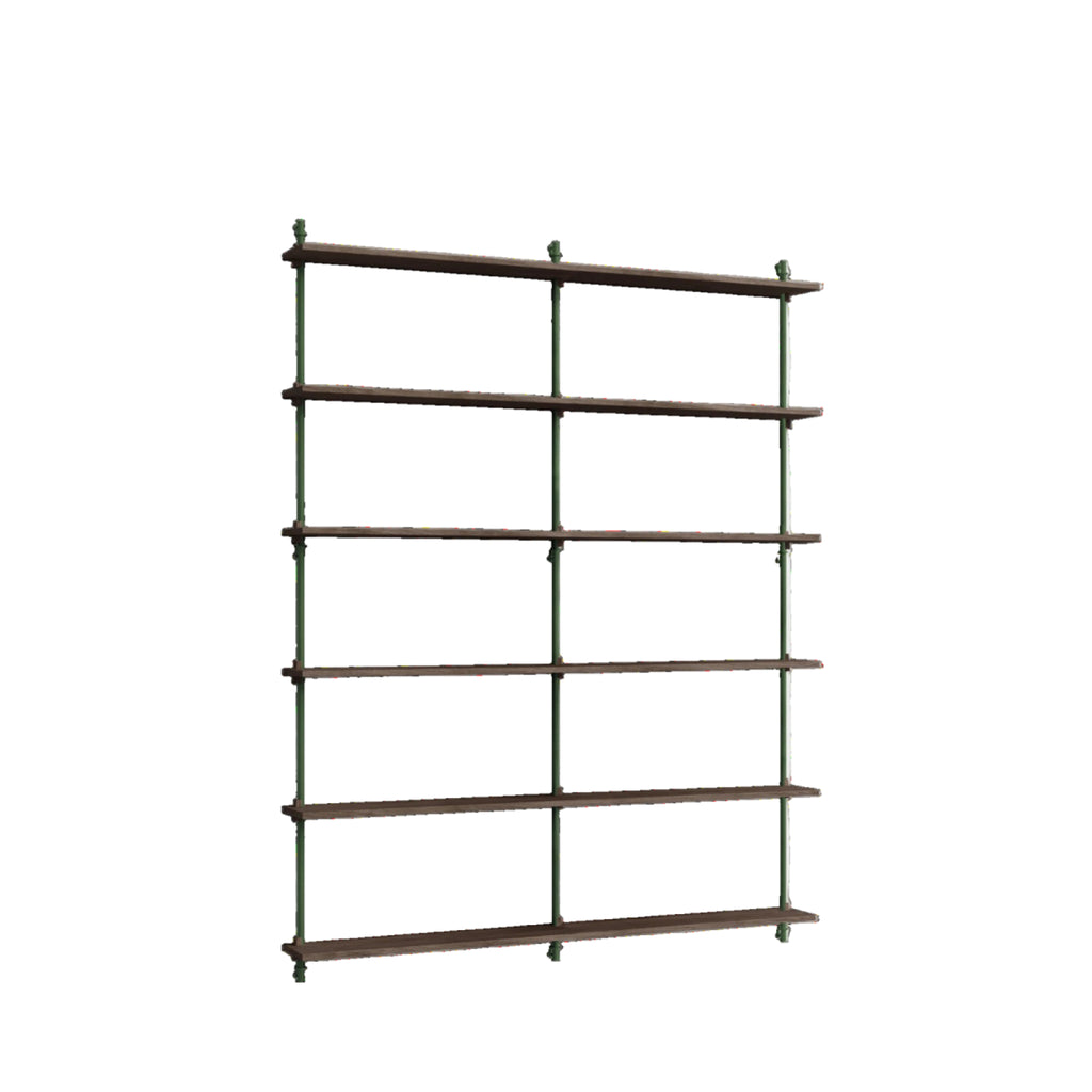 Moebe Wall Shelving Set Ws.200.2.b, Smoked Oak Shelves, Pine Green Legs (fsc Mix Credit)