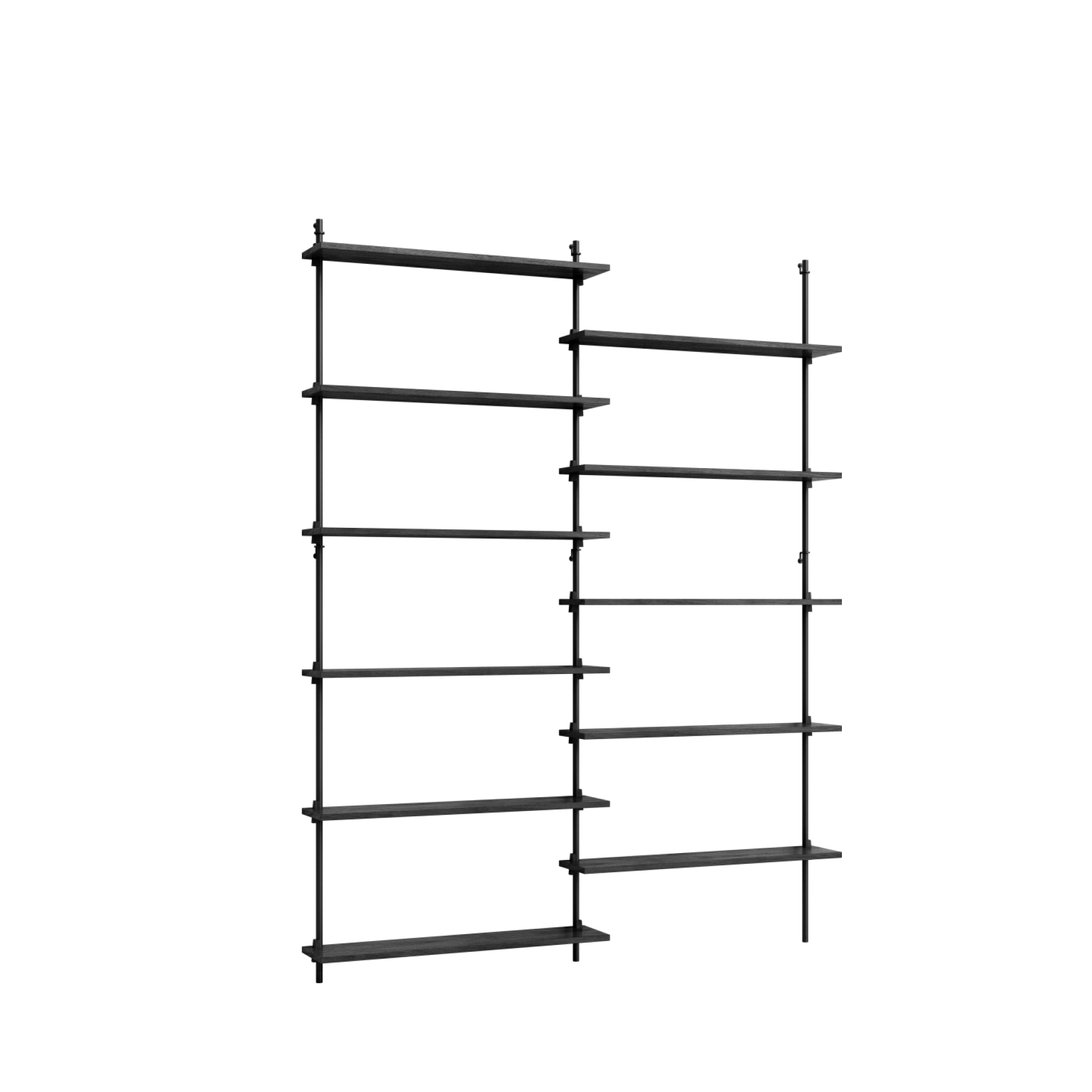 Moebe Wall Shelving Set Ws.200.2, Black Shelves, Black Legs (fsc Mix Credit)