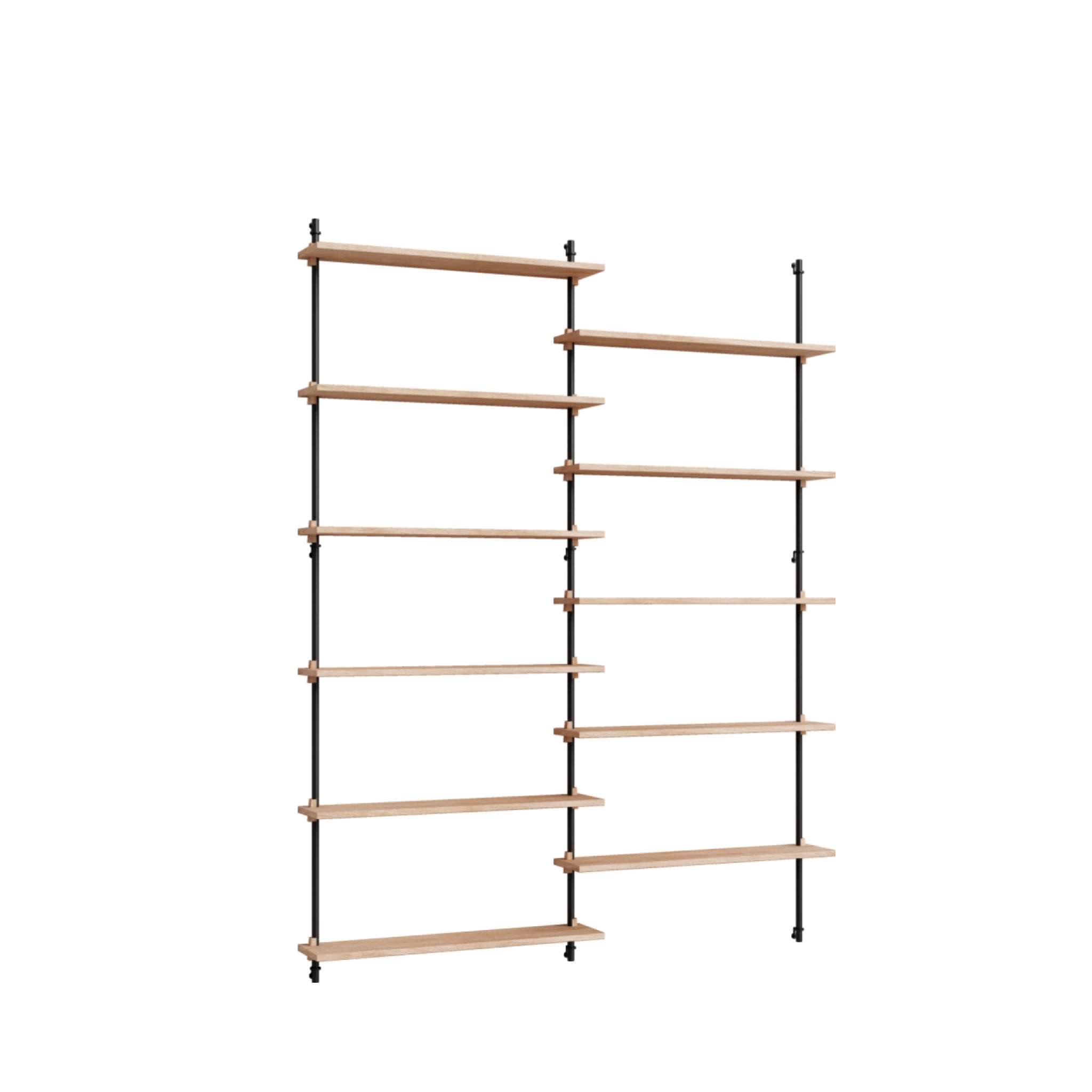 Moebe Wall Shelving Set Ws.200.2, Oak Shelves, Black Legs (fsc Mix Credit)