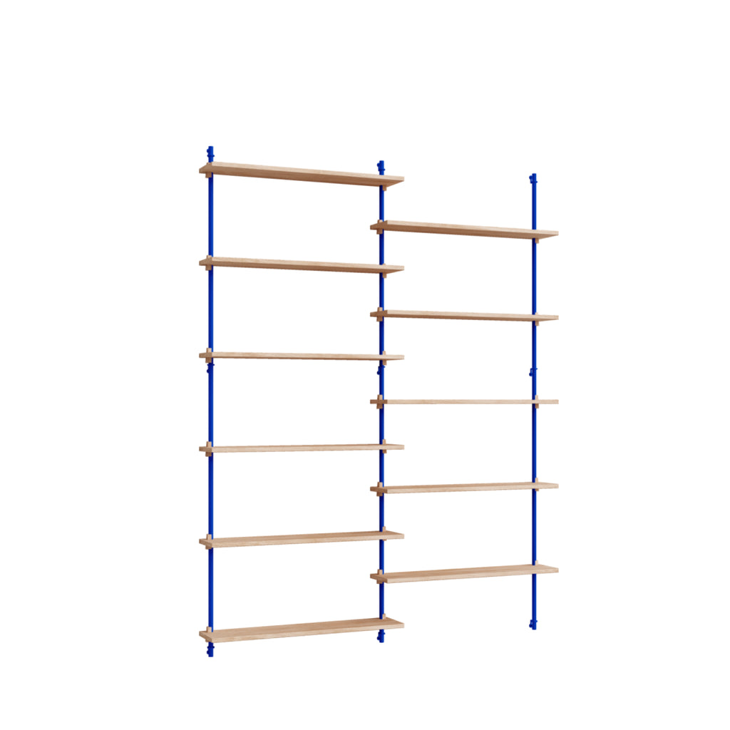 Moebe Wall Shelving Set Ws.200.2, Oak Shelves, Deep Blue Legs (fsc Mix Credit)