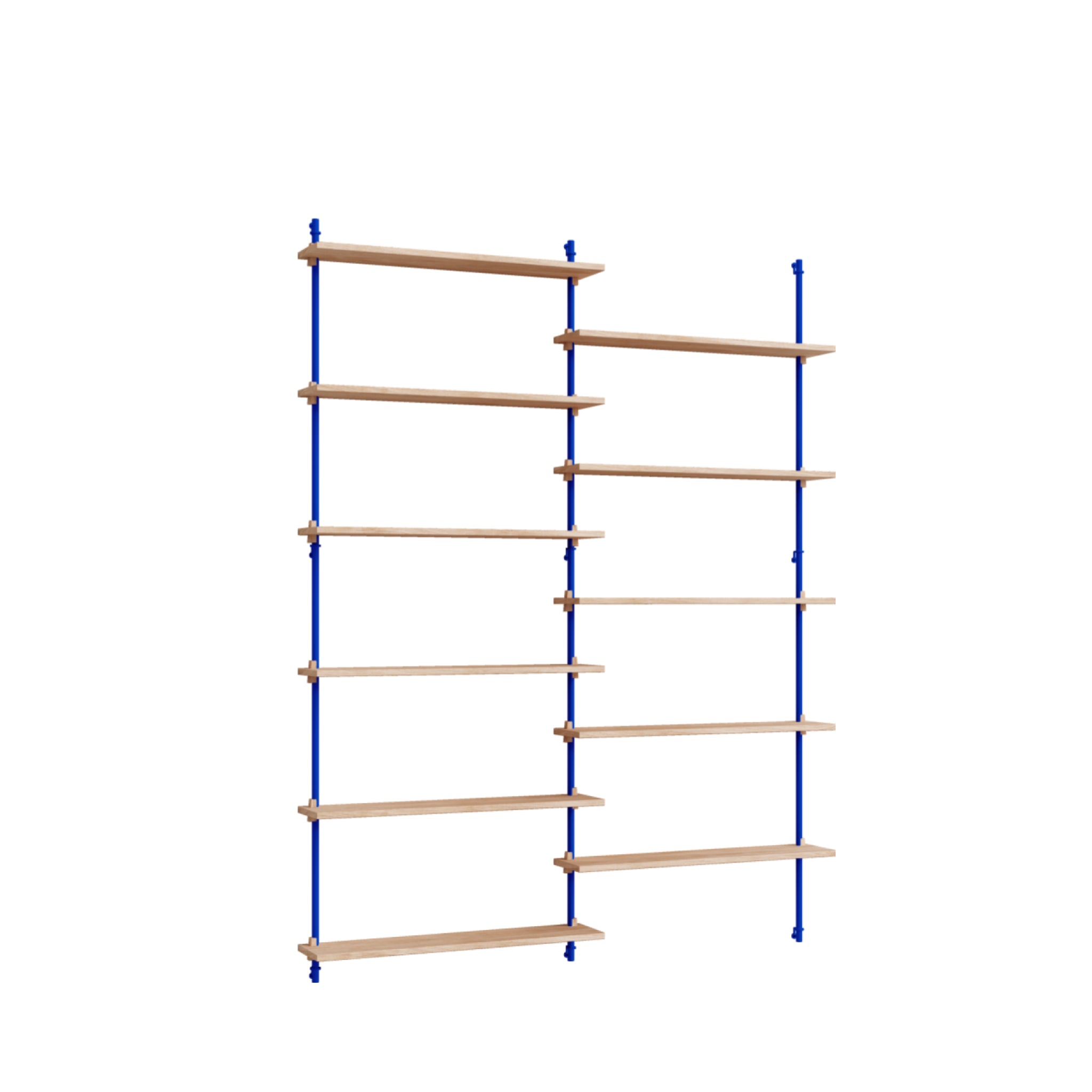 Moebe Wall Shelving Set Ws.200.2, Oak Shelves, Deep Blue Legs (fsc Mix Credit)