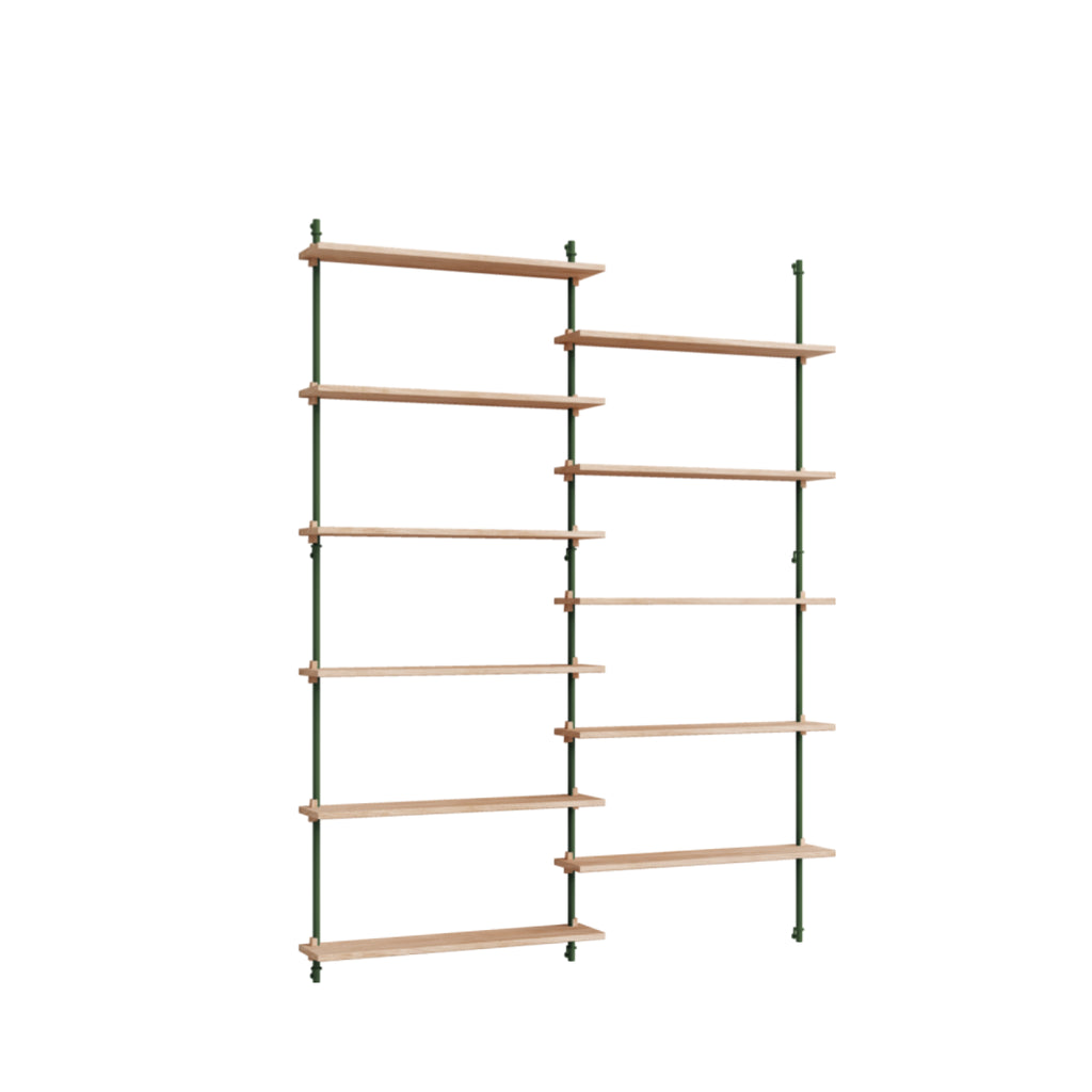 Moebe Wall Shelving Set Ws.200.2, Oak Shelves, Pine Green Legs (fsc Mix Credit)