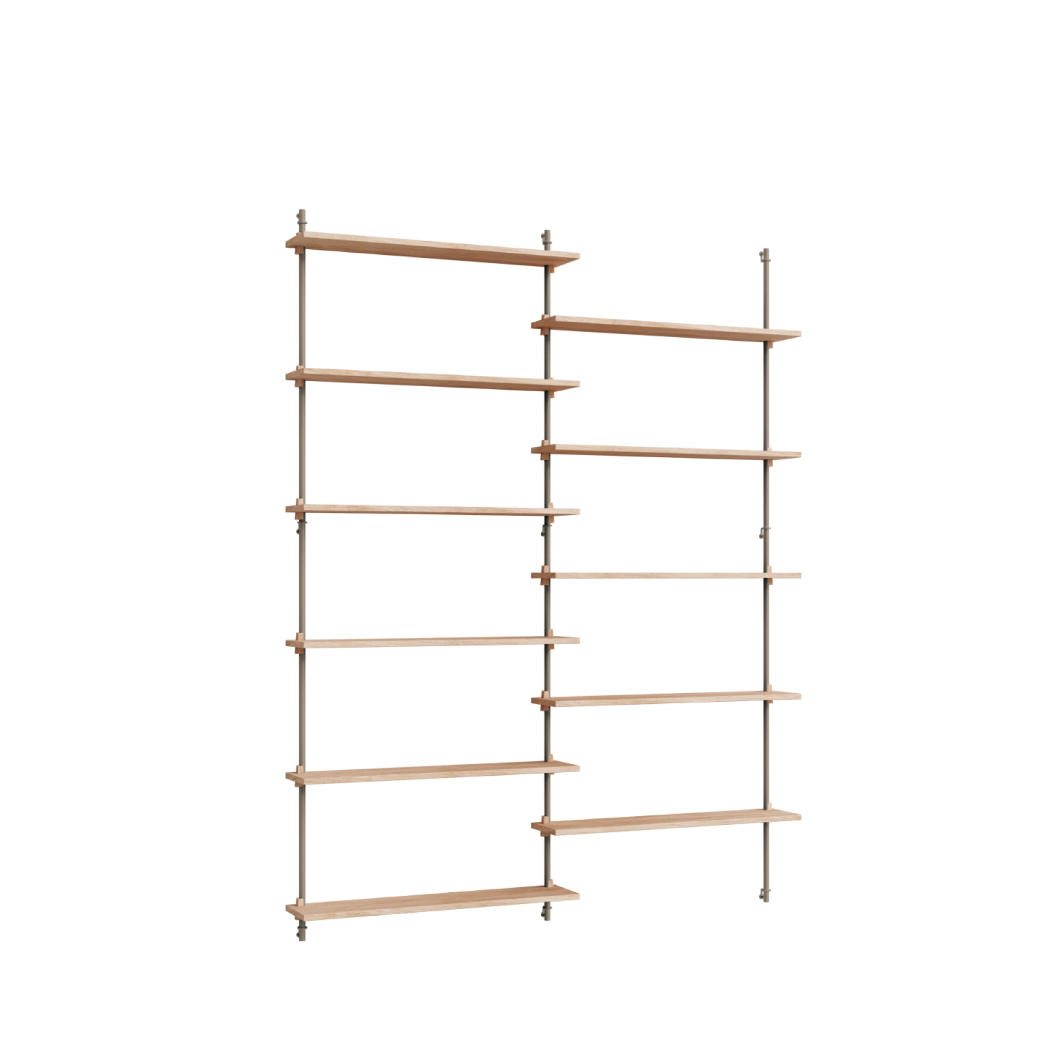 Moebe Wall Shelving Set Ws.200.2, Oak Shelves, Warm Grey Legs (fsc Mix Credit)