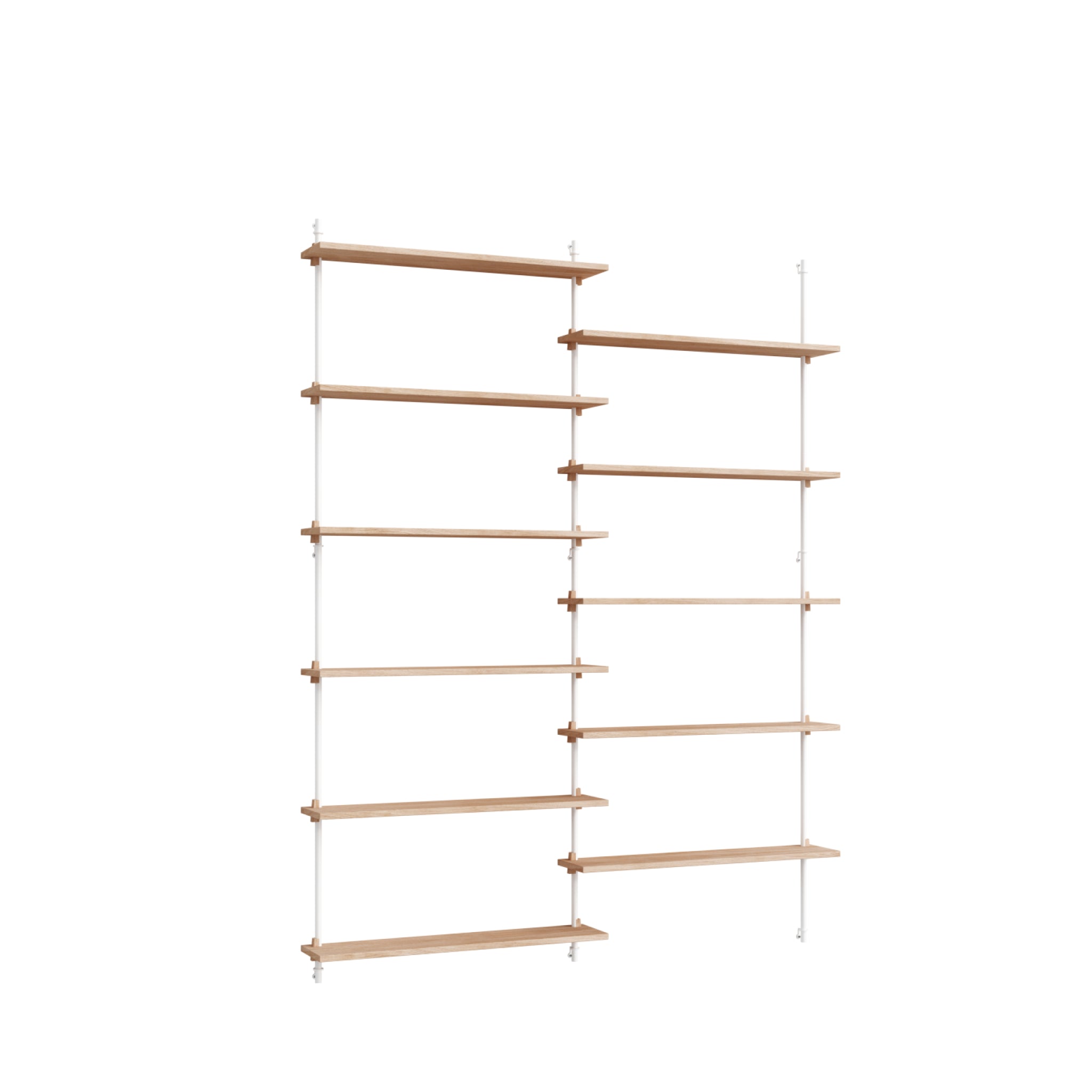 Moebe Wall Shelving Set Ws.200.2, Oak Shelves, White Legs (fsc Mix Credit)