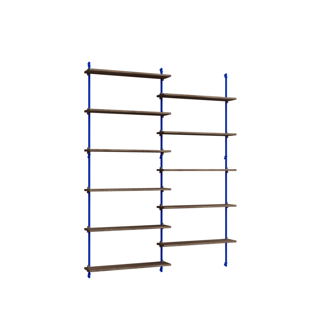 Moebe Wall Shelving Set Ws.200.2, Smoked Oak Shelves, Deep Blue Legs (fsc Mix Credit)