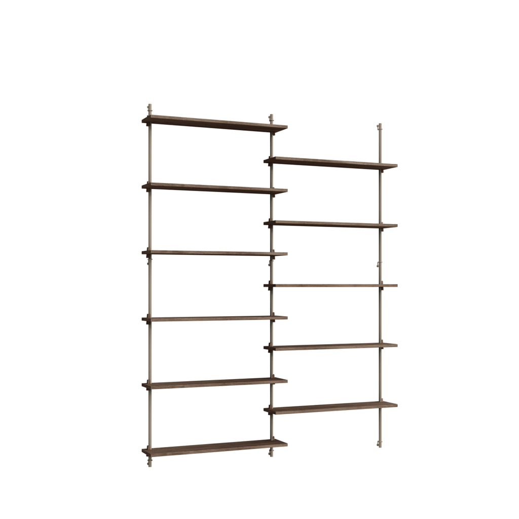 Moebe Wall Shelving Set Ws.200.2, Smoked Oak Shelves, Warm Grey Legs (fsc Mix Credit)
