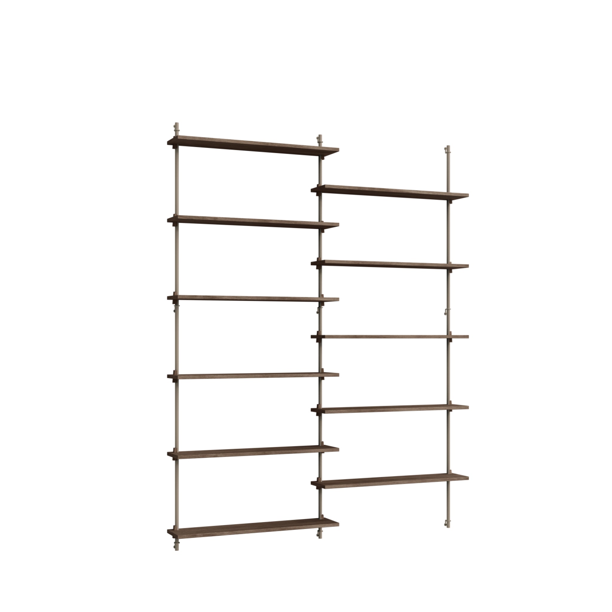 Moebe Wall Shelving Set Ws.200.2, Smoked Oak Shelves, Warm Grey Legs (fsc Mix Credit)