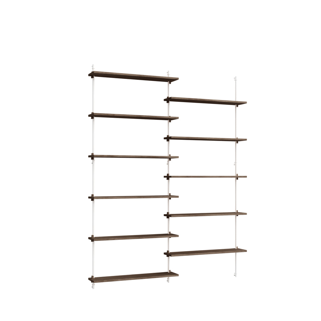 Moebe Wall Shelving Set Ws.200.2, Smoked Oak Shelves, White Legs (fsc Mix Credit)