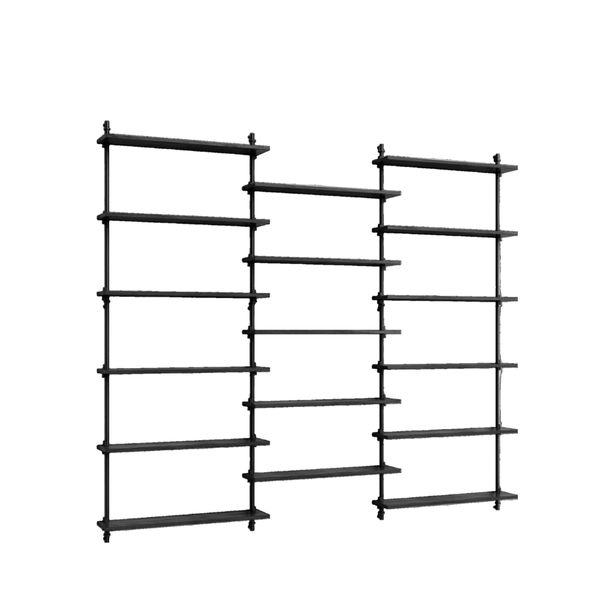 Moebe Wall Shelving Set Ws.200.3, Black Shelves, Black Legs (fsc Mix Credit)