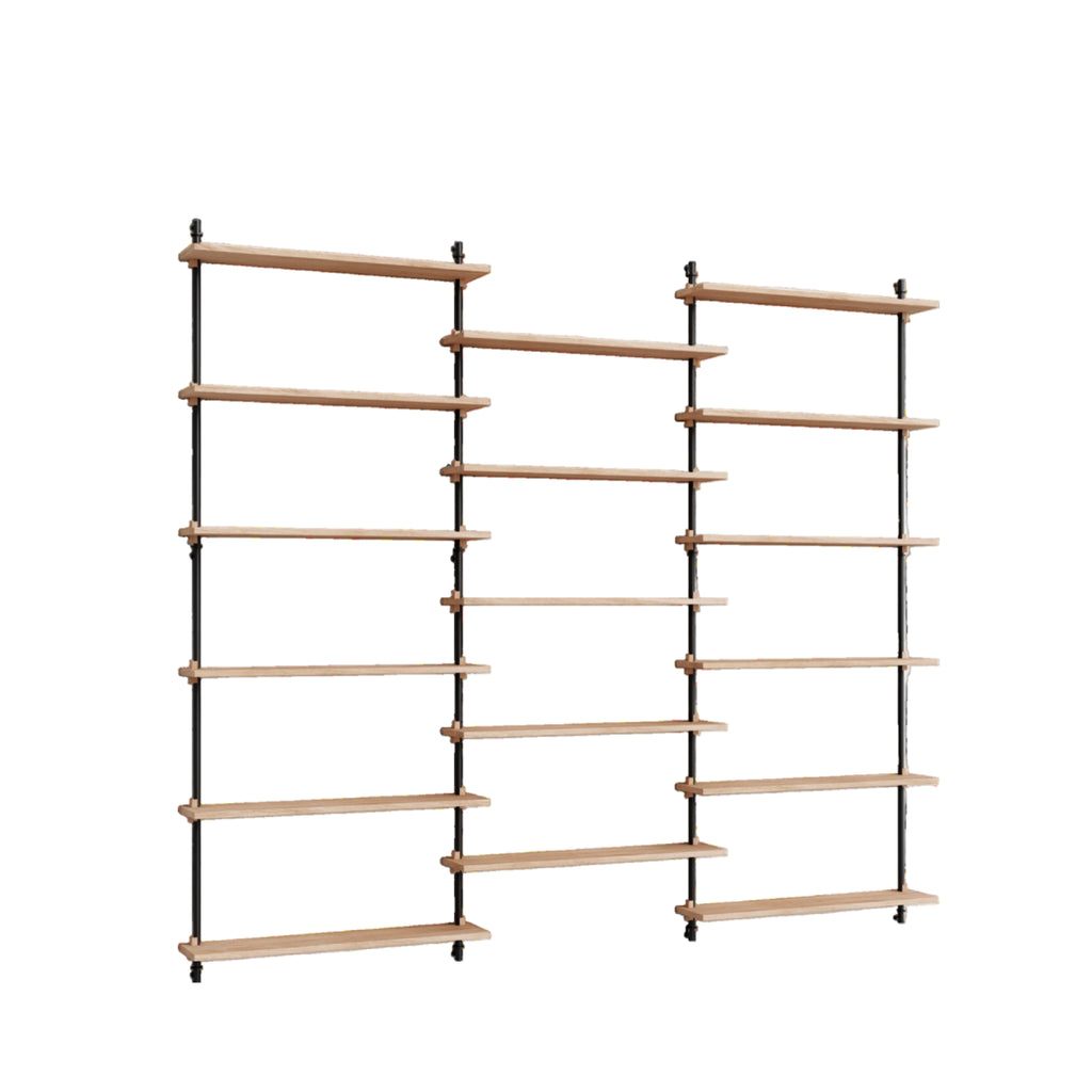 Moebe Wall Shelving Set Ws.200.3, Oak Shelves, Black Legs (fsc Mix Credit)