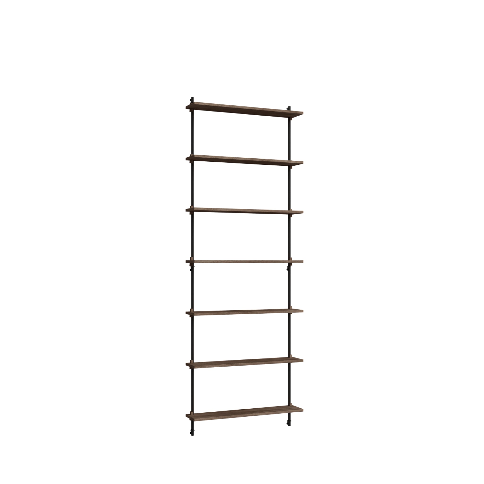 Moebe Wall Shelving Set Ws.230.1, Smoked Oak Shelves, Black Legs (fsc Mix Credit)