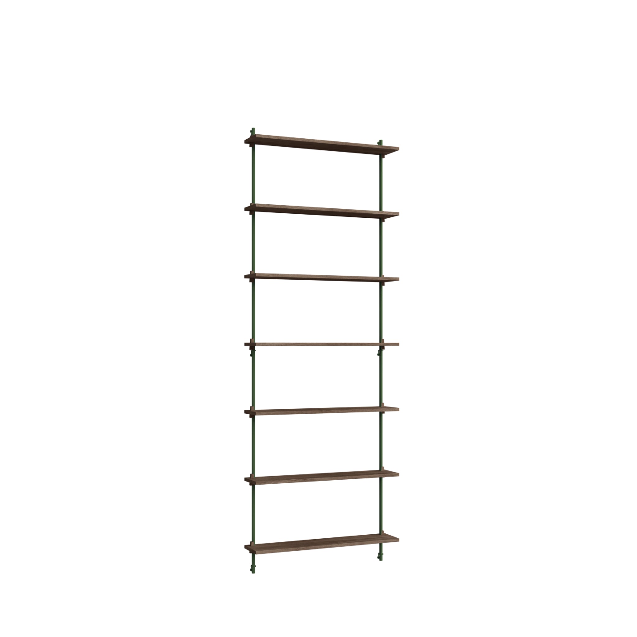 Moebe Wall Shelving Set Ws.230.1, Smoked Oak Shelves, Pine Green Legs (fsc Mix Credit)
