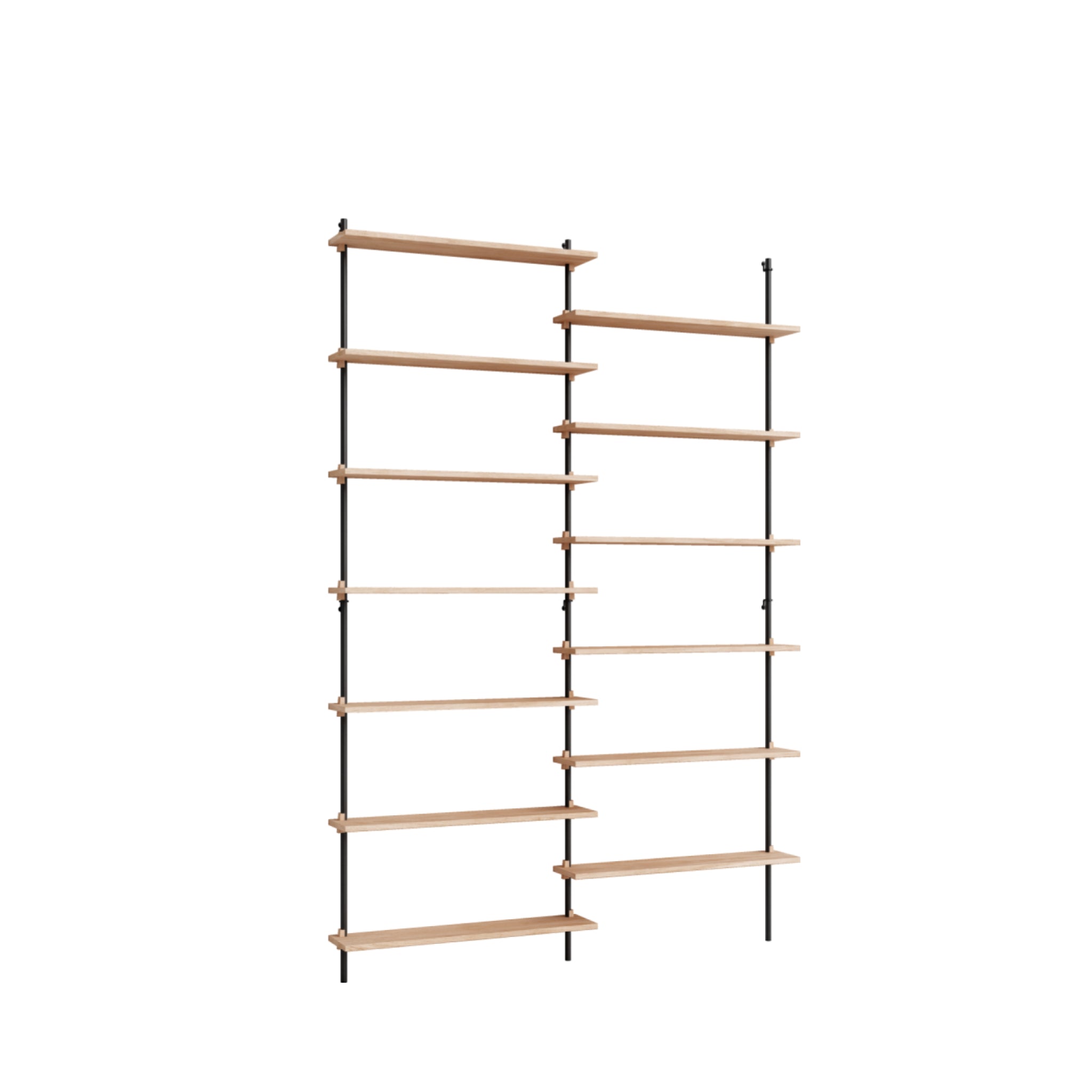 Moebe Wall Shelving Set Ws.230.2, Oak Shelves, Black Legs (fsc Mix Credit)