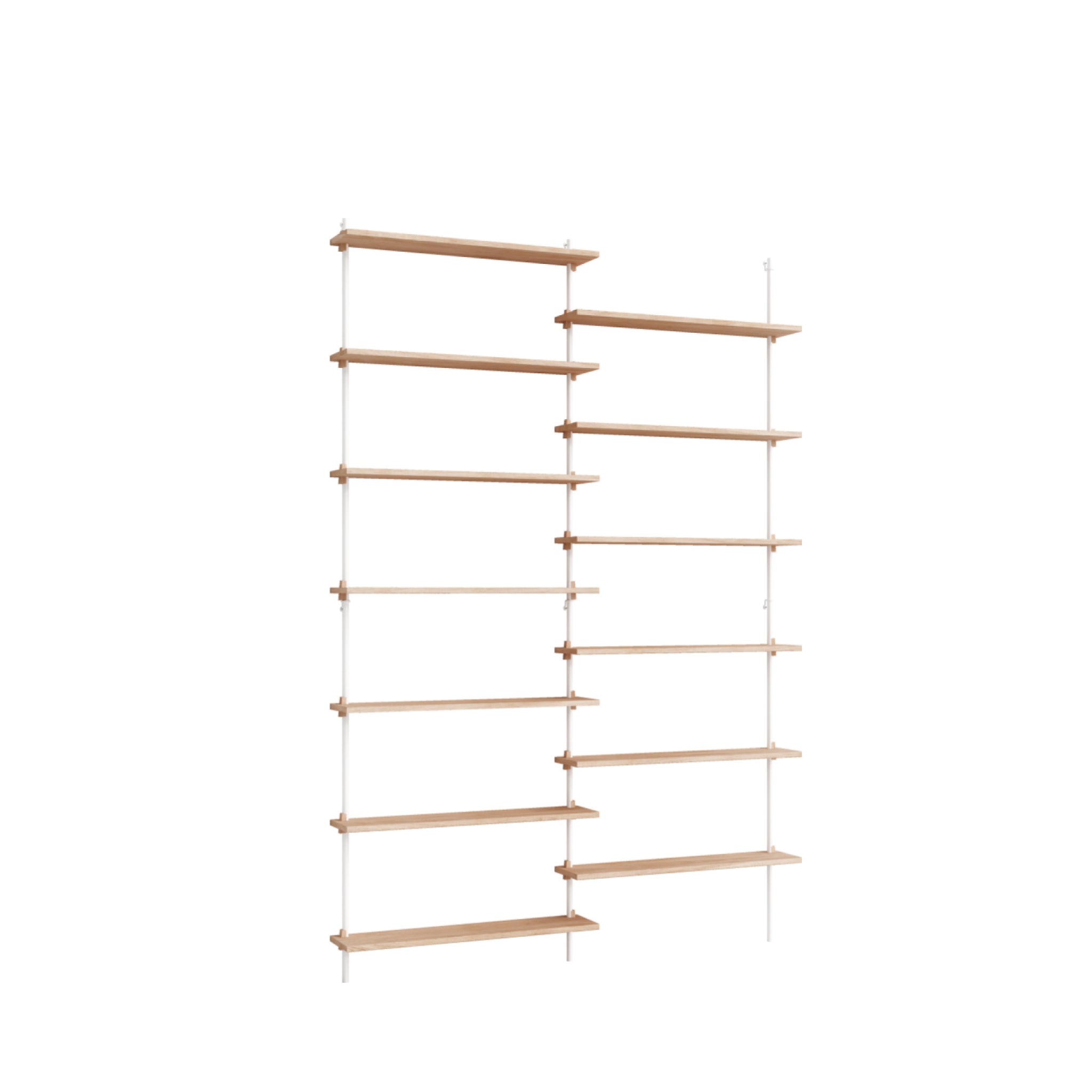 Moebe Wall Shelving Set Ws.230.2, Oak Shelves, White Legs (fsc Mix Credit)