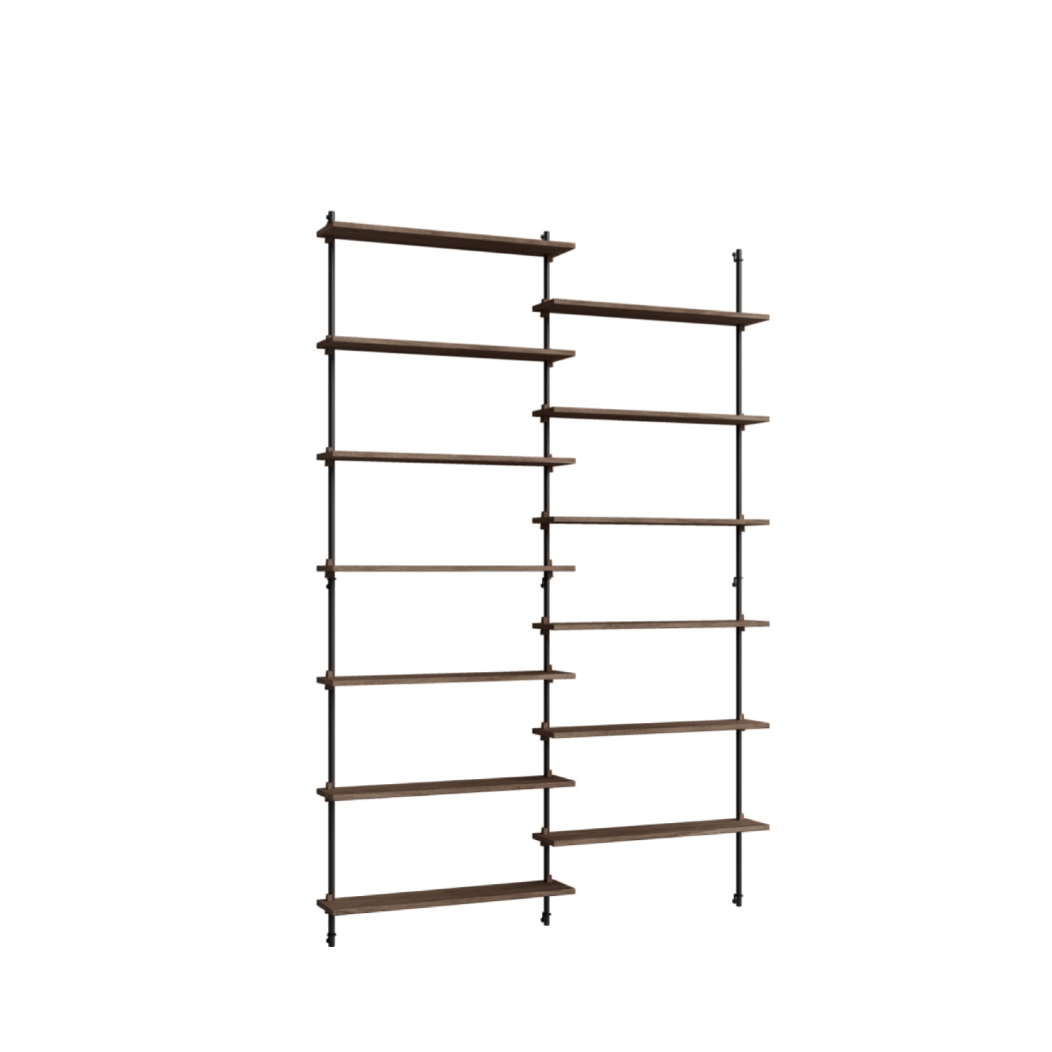 Moebe Wall Shelving Set Ws.230.2, Smoked Oak Shelves, Black Legs (fsc Mix Credit)