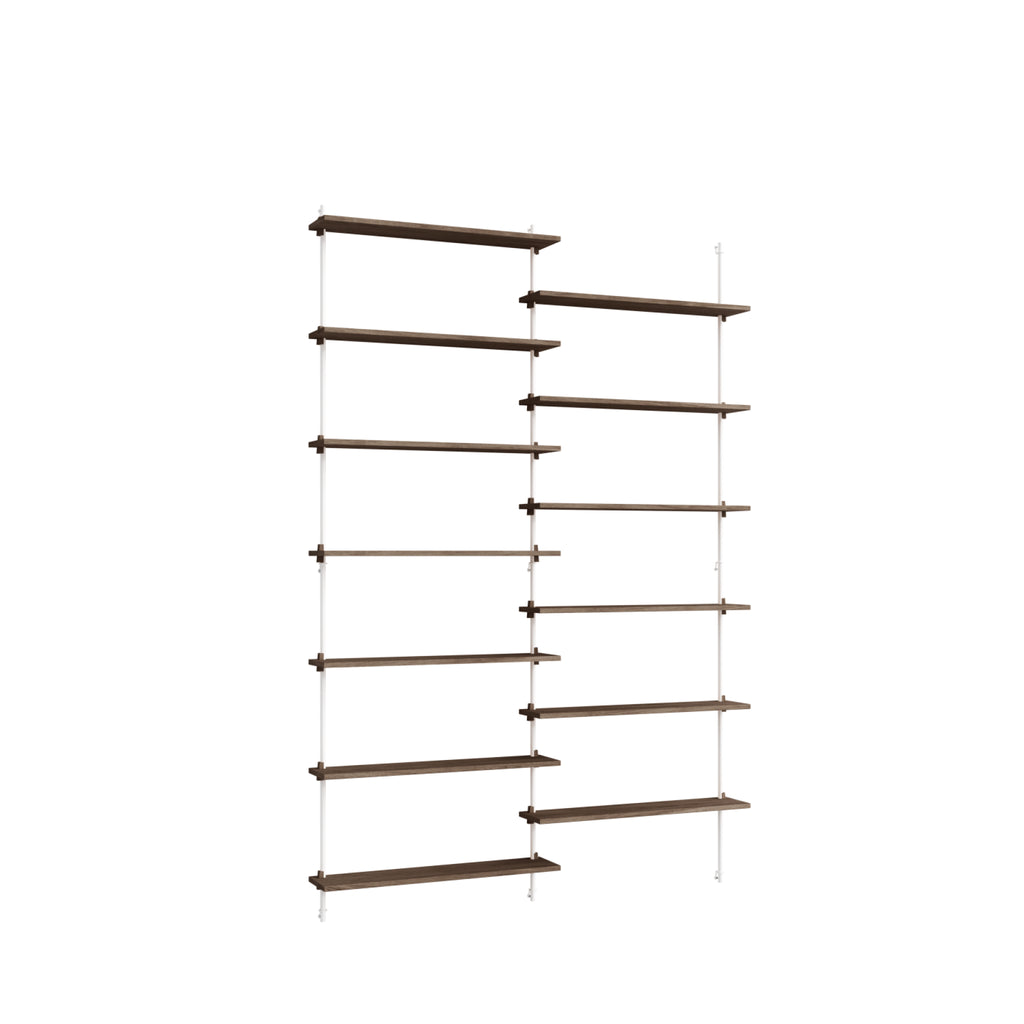 Moebe Wall Shelving Set Ws.230.2, Smoked Oak Shelves, White Legs (fsc Mix Credit)