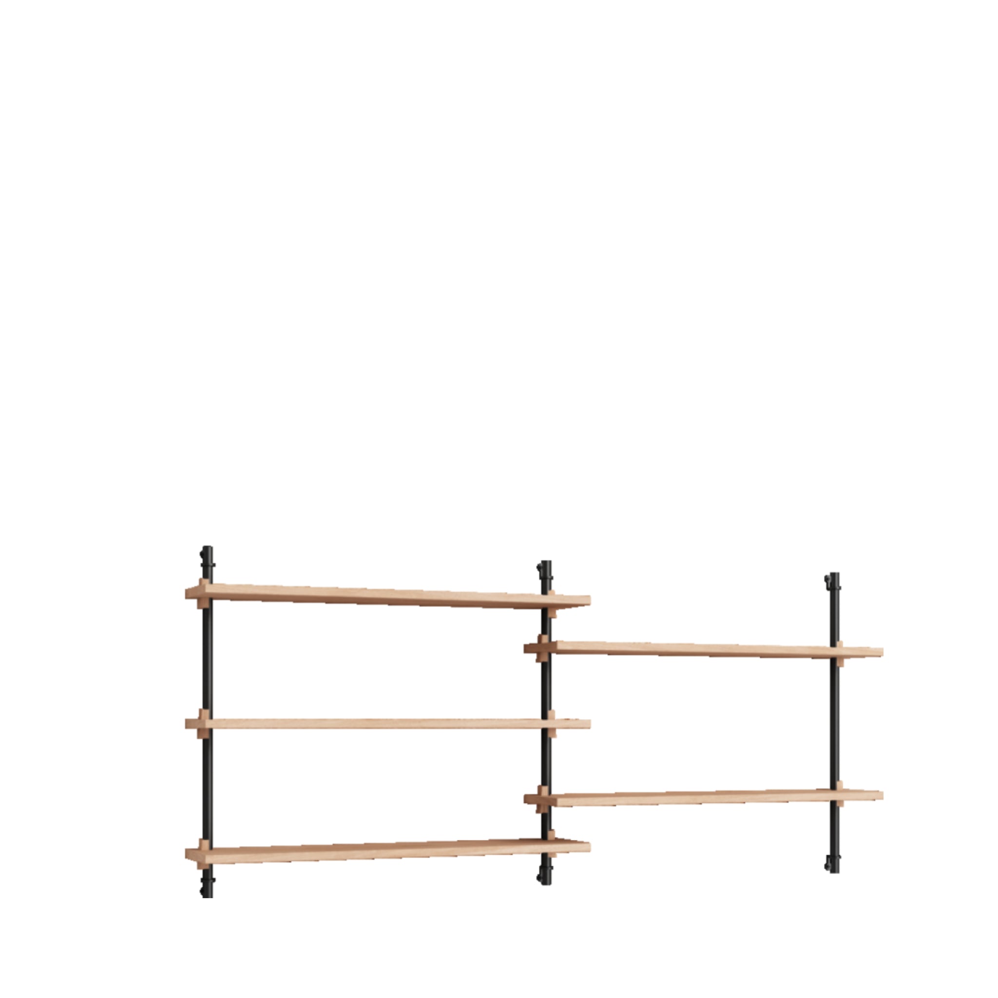 Moebe Wall Shelving Set Ws.65.2, Oak Shelves, Black Legs (fsc Mix Credit)