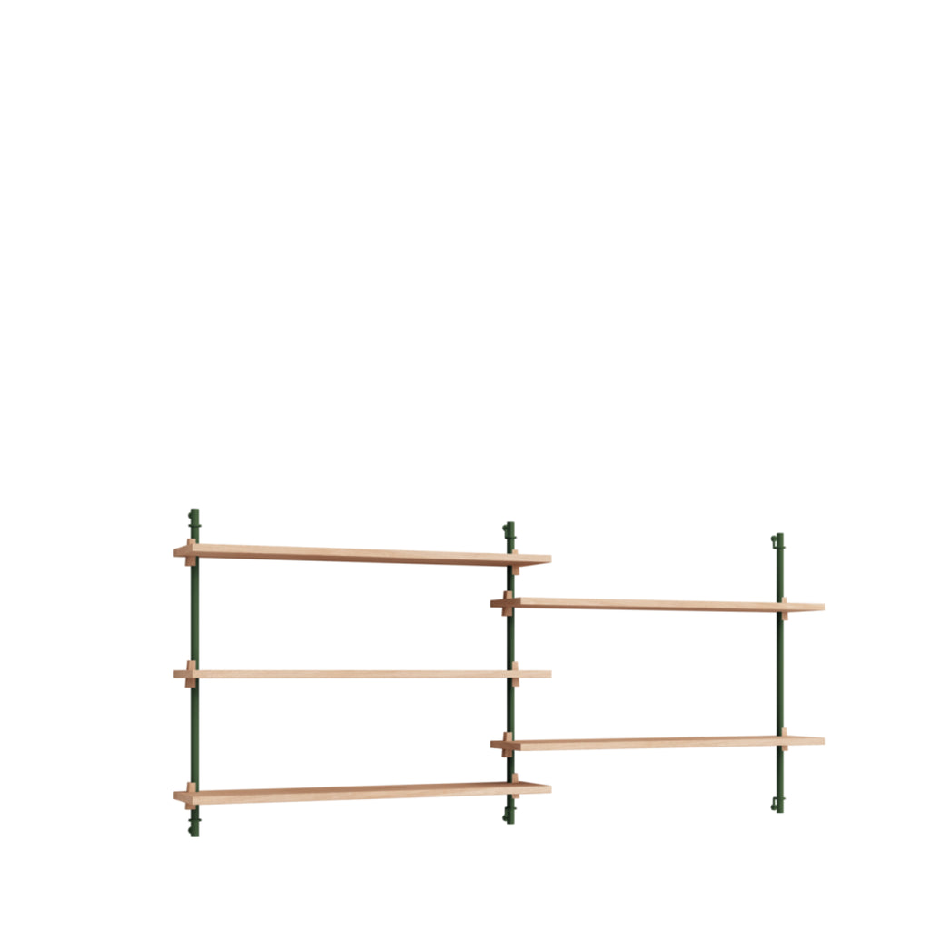 Moebe Wall Shelving Set Ws.65.2, Oak Shelves, Pine Green Legs (fsc Mix Credit)