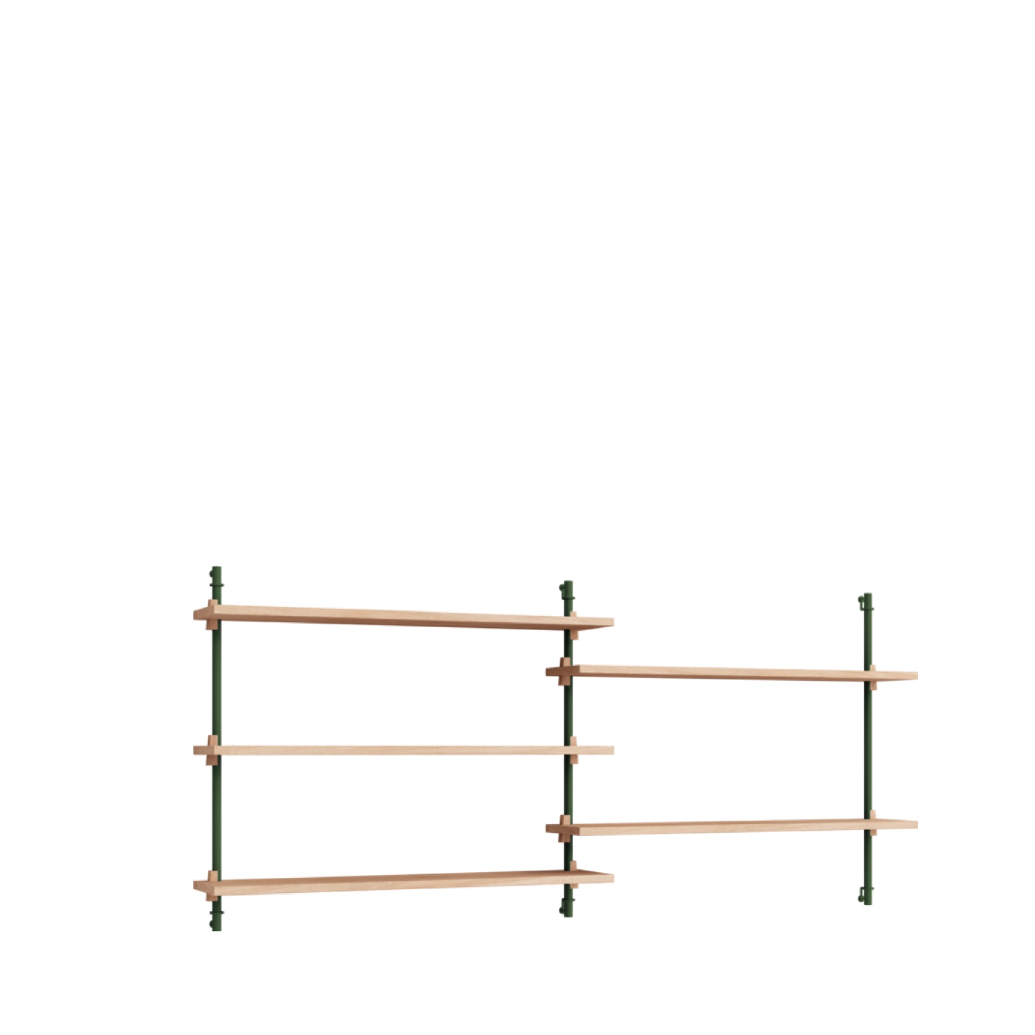 Moebe Wall Shelving Set Ws.65.2, Oak Shelves, Pine Green Legs (fsc Mix Credit)