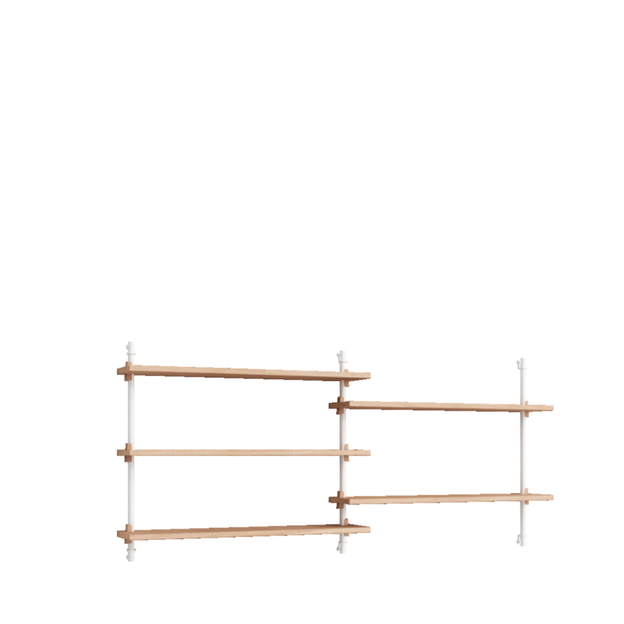 Moebe Wall Shelving Set Ws.65.2, Oak Shelves, White Legs (fsc Mix Credit)