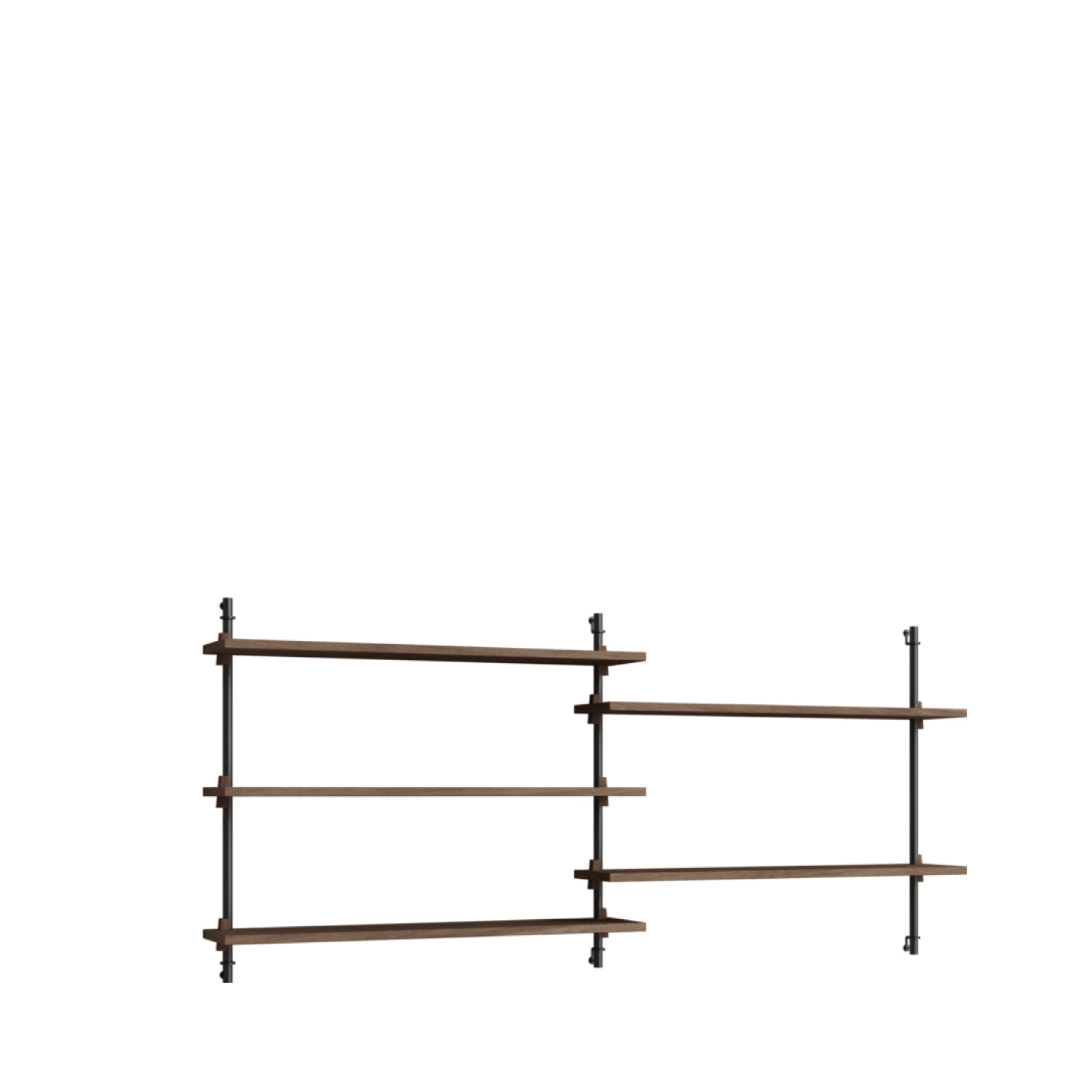 Moebe Wall Shelving Set Ws.65.2, Smoked Oak Shelves, Black Legs (fsc Mix Credit)