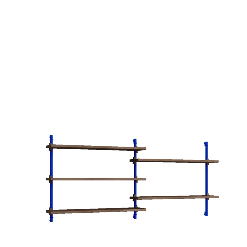 Moebe Wall Shelving Set Ws.65.2, Smoked Oak Shelves, Deep Blue Legs (fsc Mix Credit)