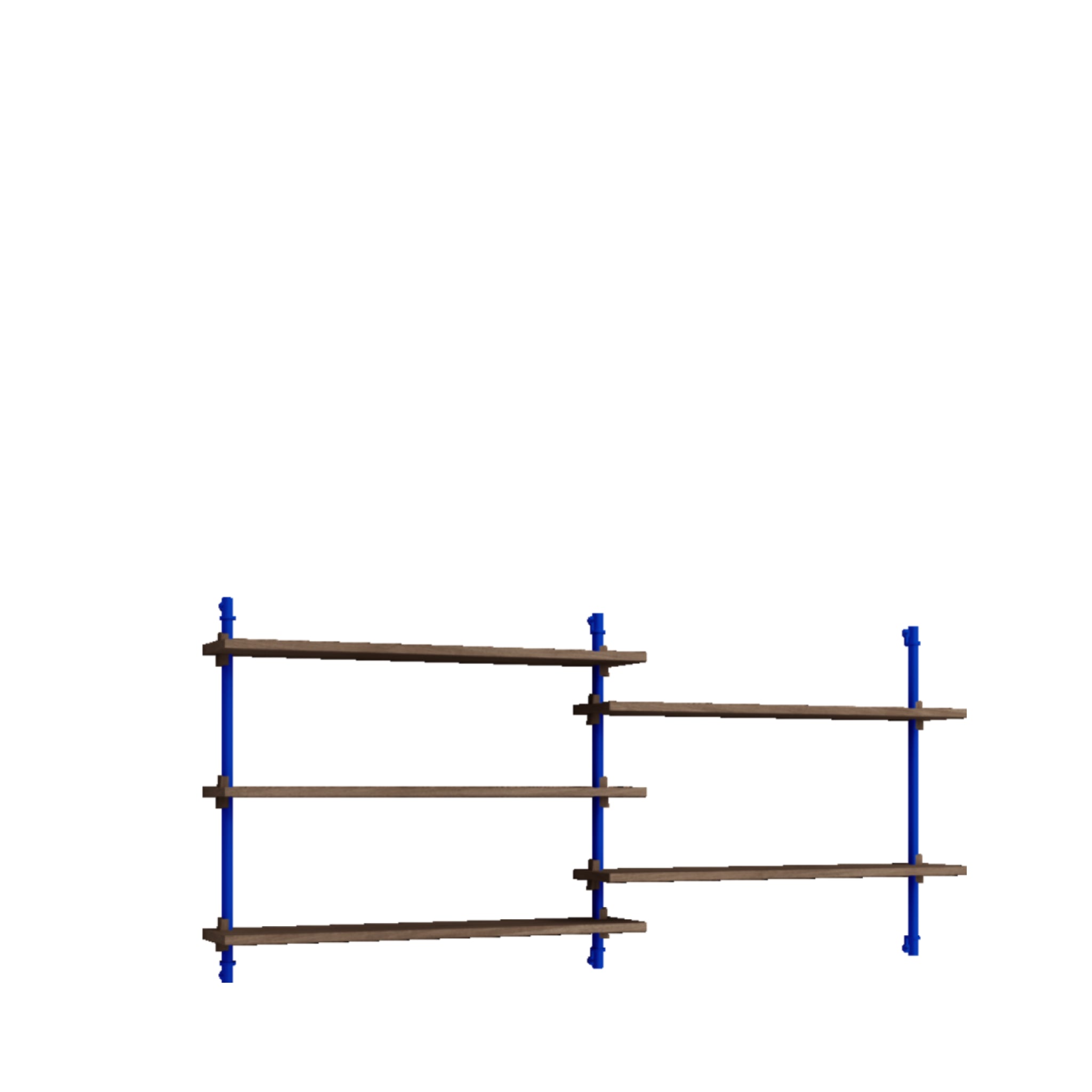 Moebe Wall Shelving Set Ws.65.2, Smoked Oak Shelves, Deep Blue Legs (fsc Mix Credit)